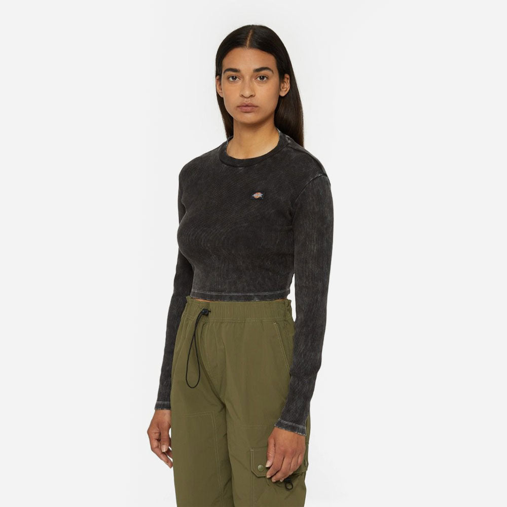 DICKIES - NEWINGTON LS TEE DOUBLE DYE - Acid Wash Black