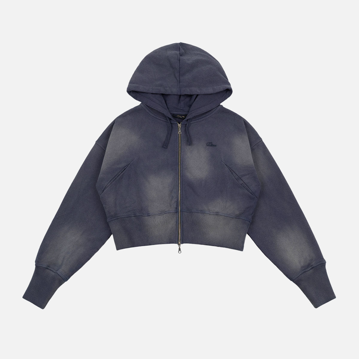 Dime - Croped Zip Hoodie - Navy Washed