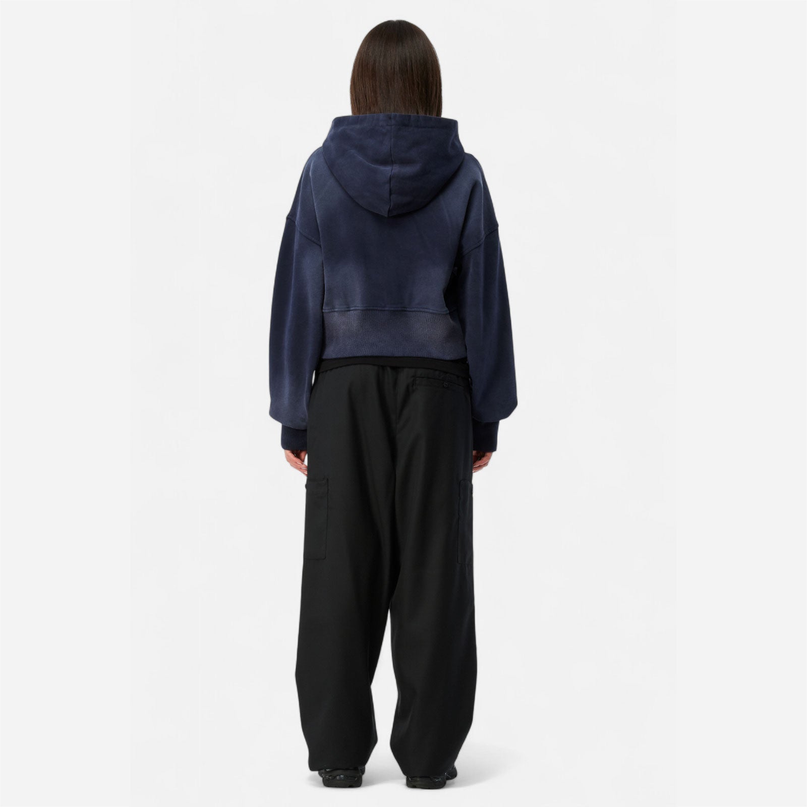 Dime - Croped Zip Hoodie - Navy Washed