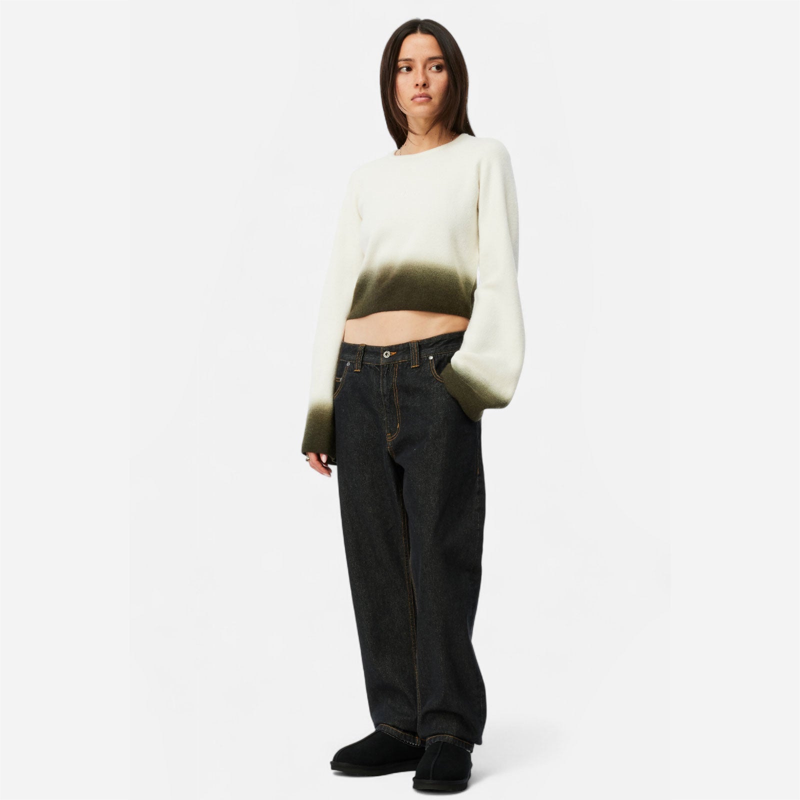 Dime - Cropped Mohair Knit - Gradient Cream