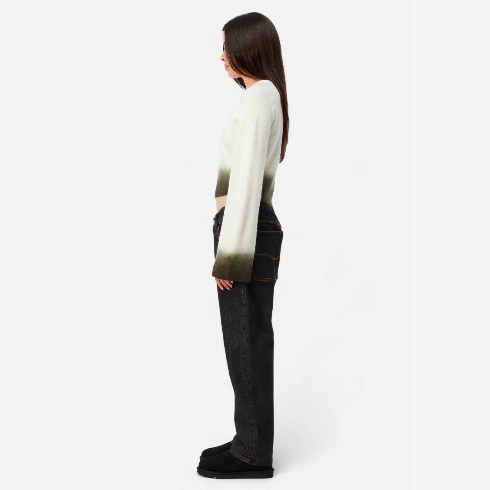 Dime - Cropped Mohair Knit - Gradient Cream
