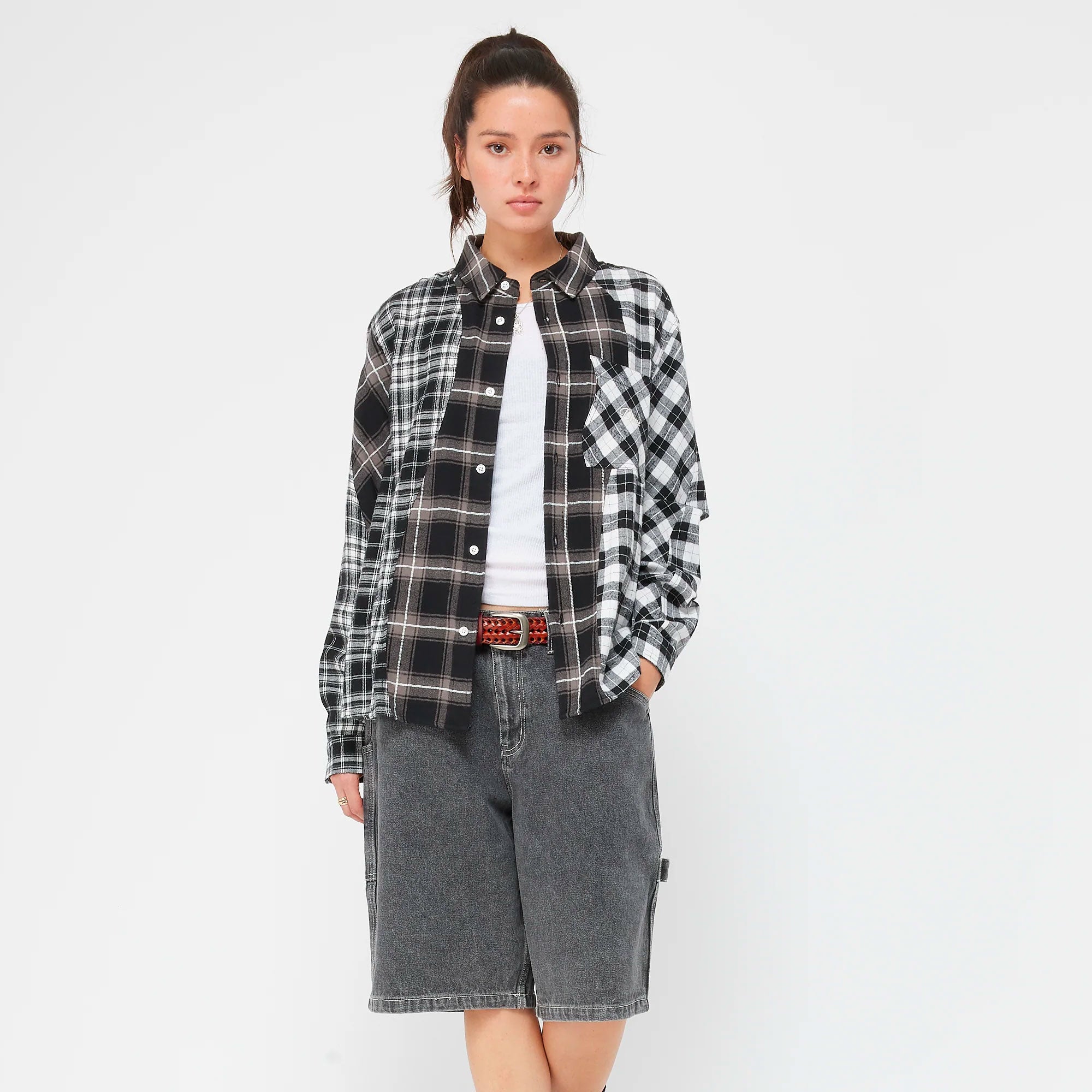 DIME - Triple Plaid Shirt - Black