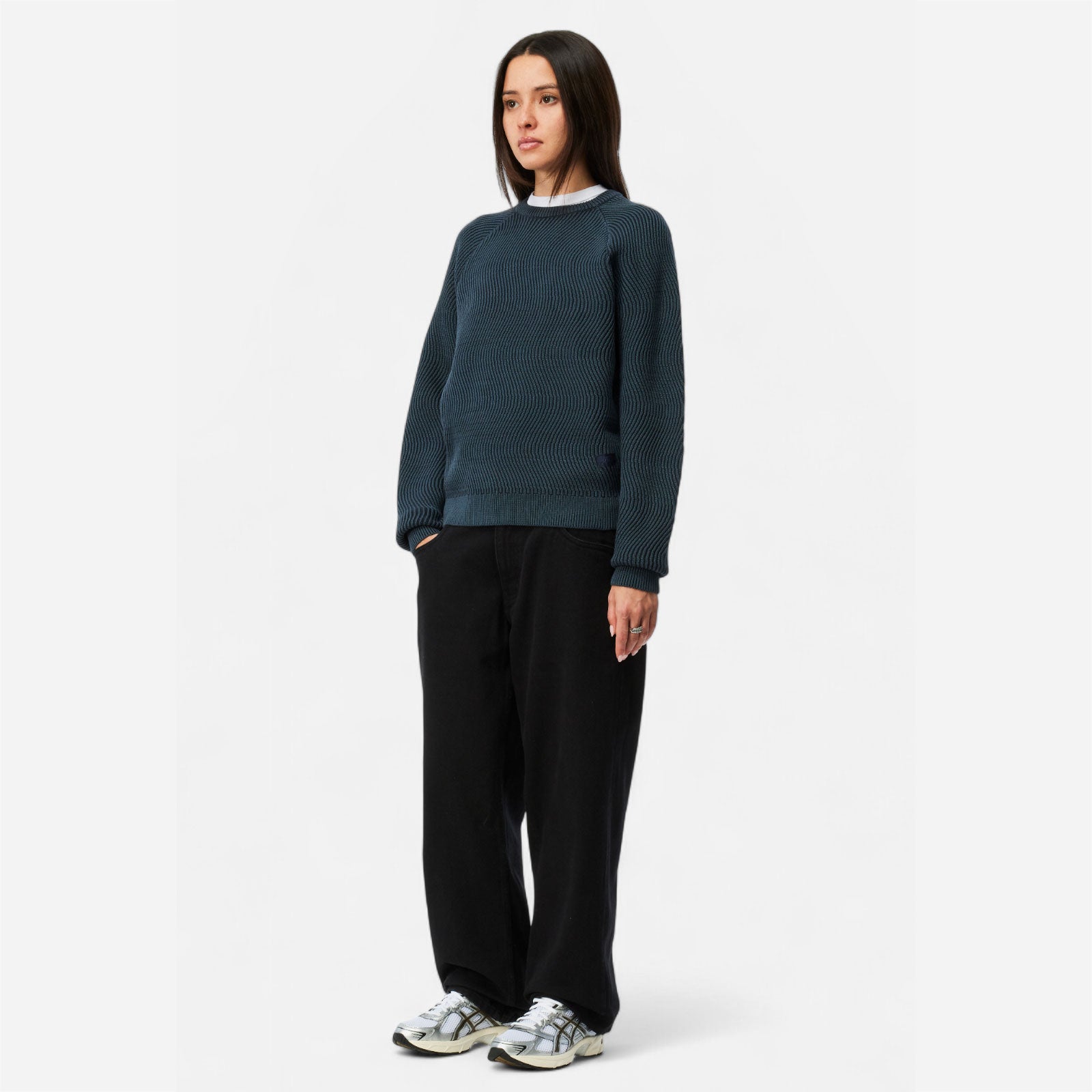 Dime Wave Knit Sweater Navy