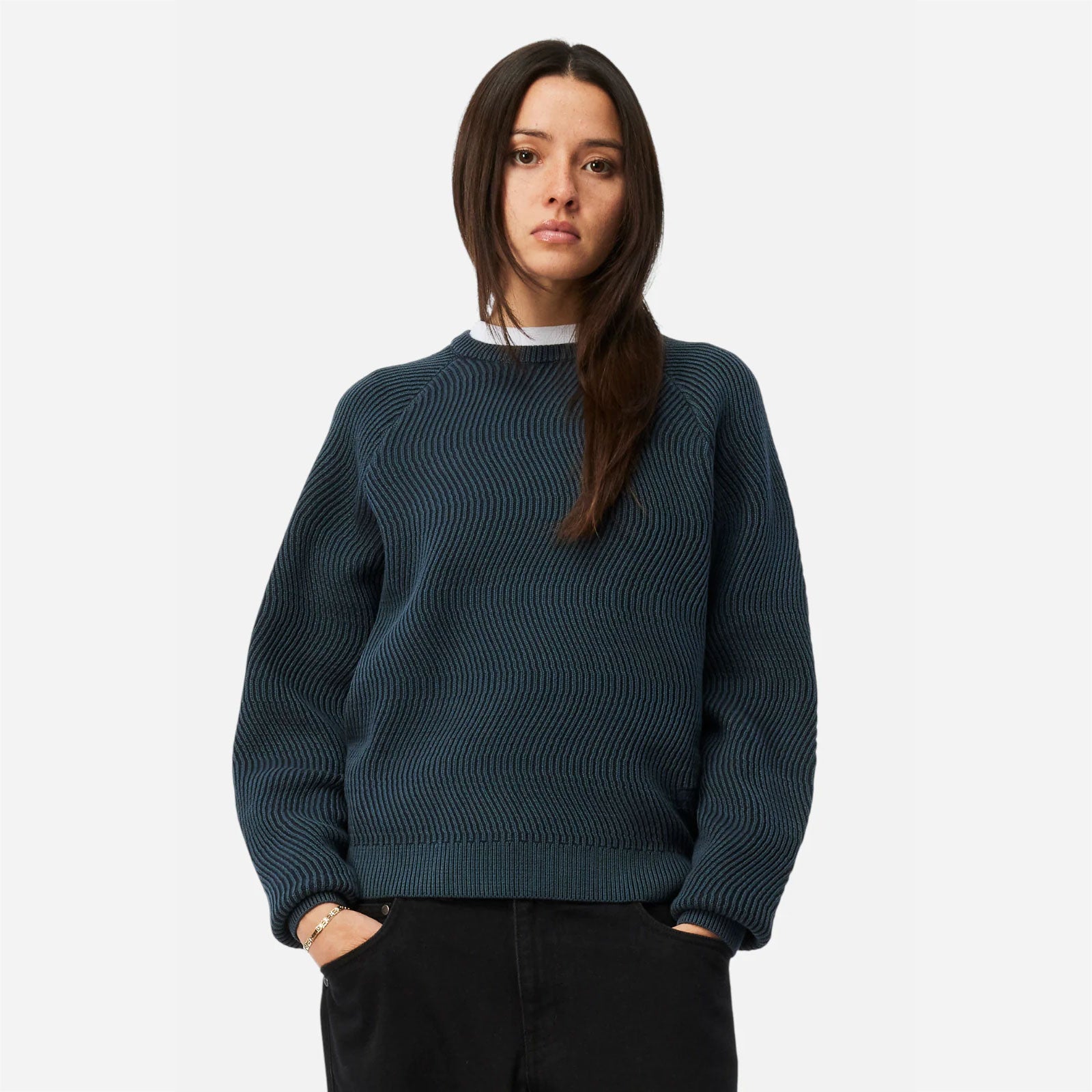 Dime Wave Knit Sweater Navy