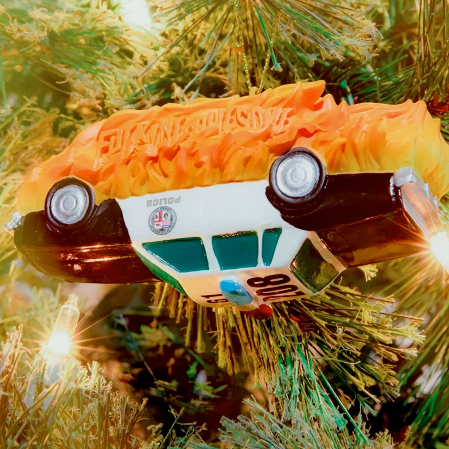 Fucking Awesome - Cop Car Ornament - Black / White / Fire