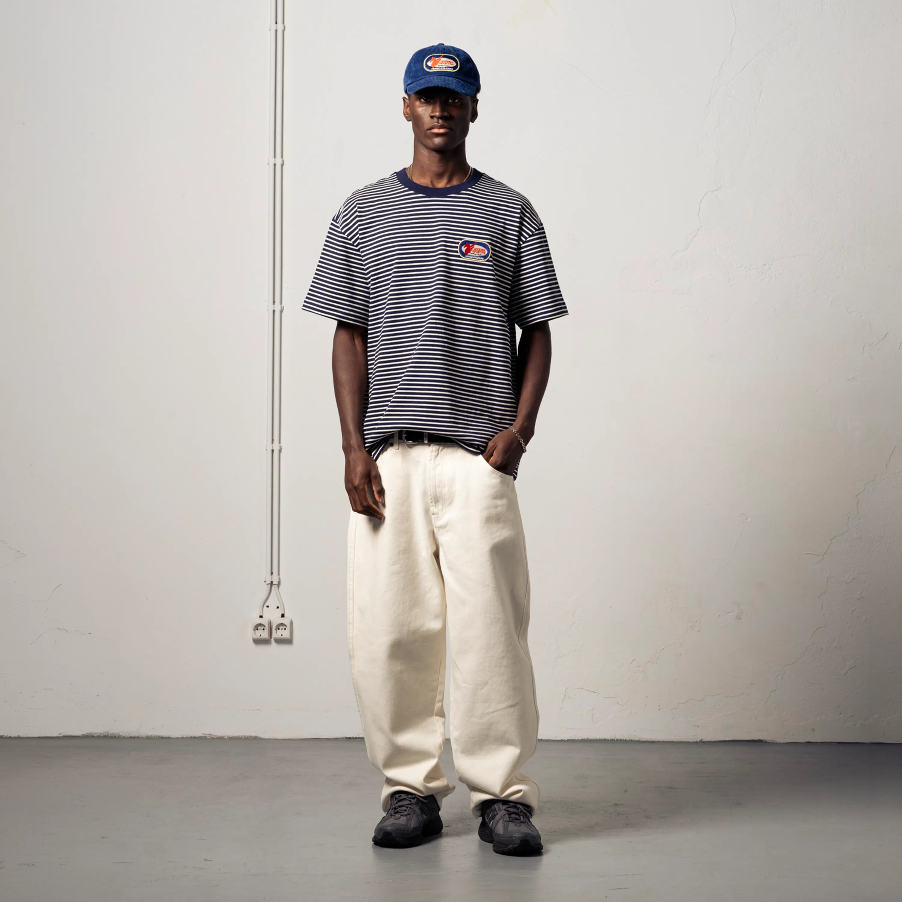 Goodies Sportive Legion Striped Tee - Ecru / Navy