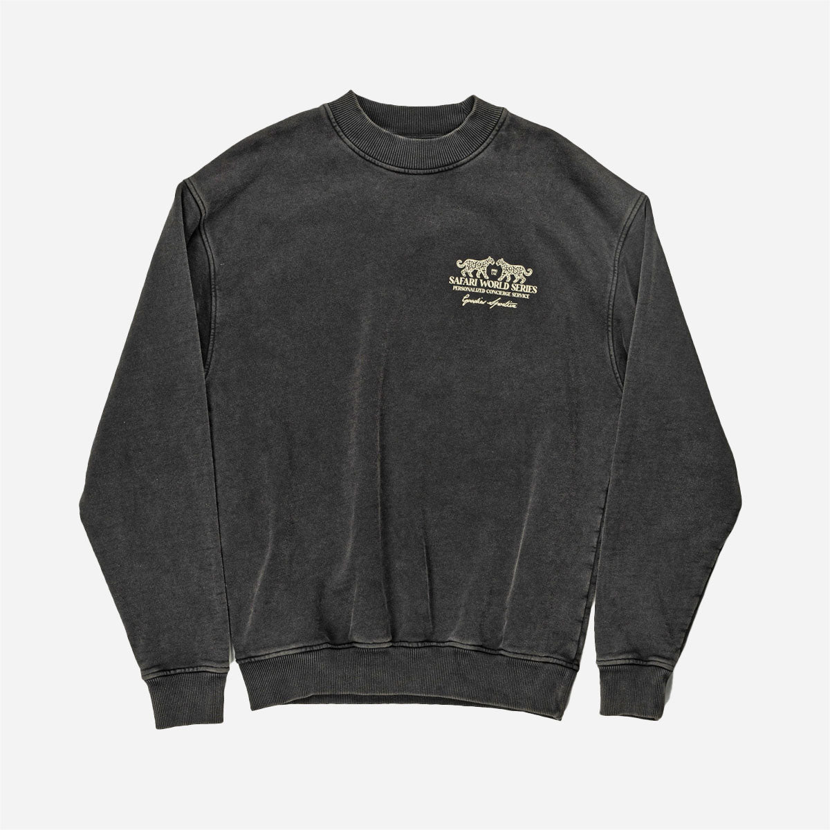 Goodies Sportive - Safari World Series Crewneck - Black Stone Washed