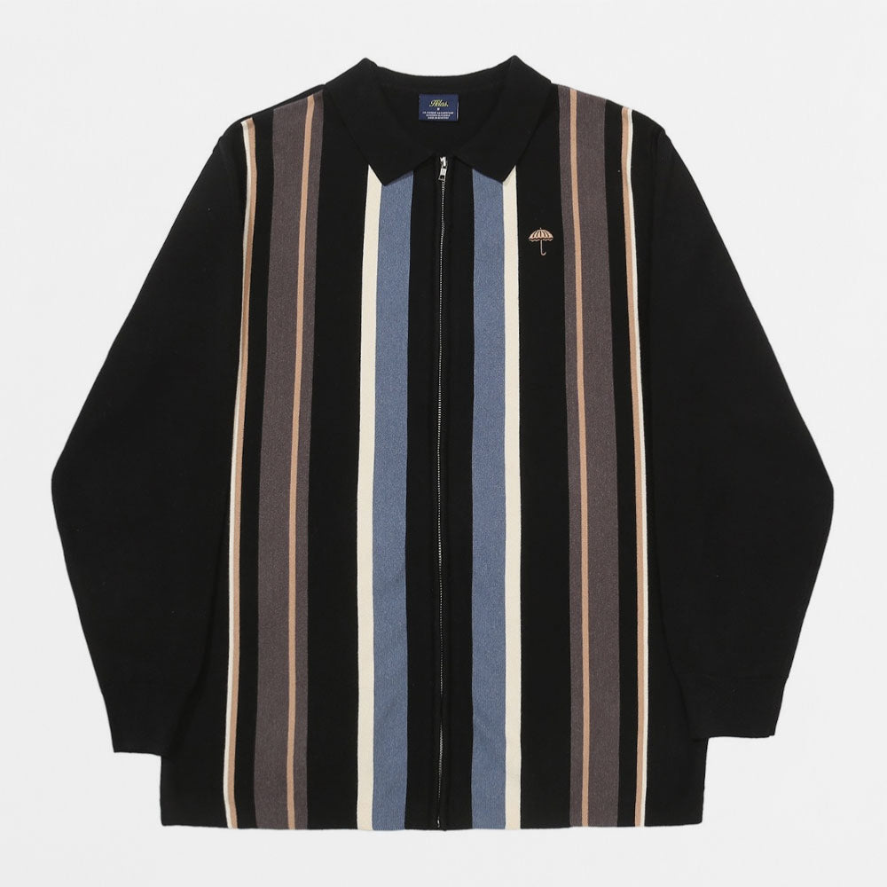HELAS - BUNDY FULL ZIP KNIT POLO - Black