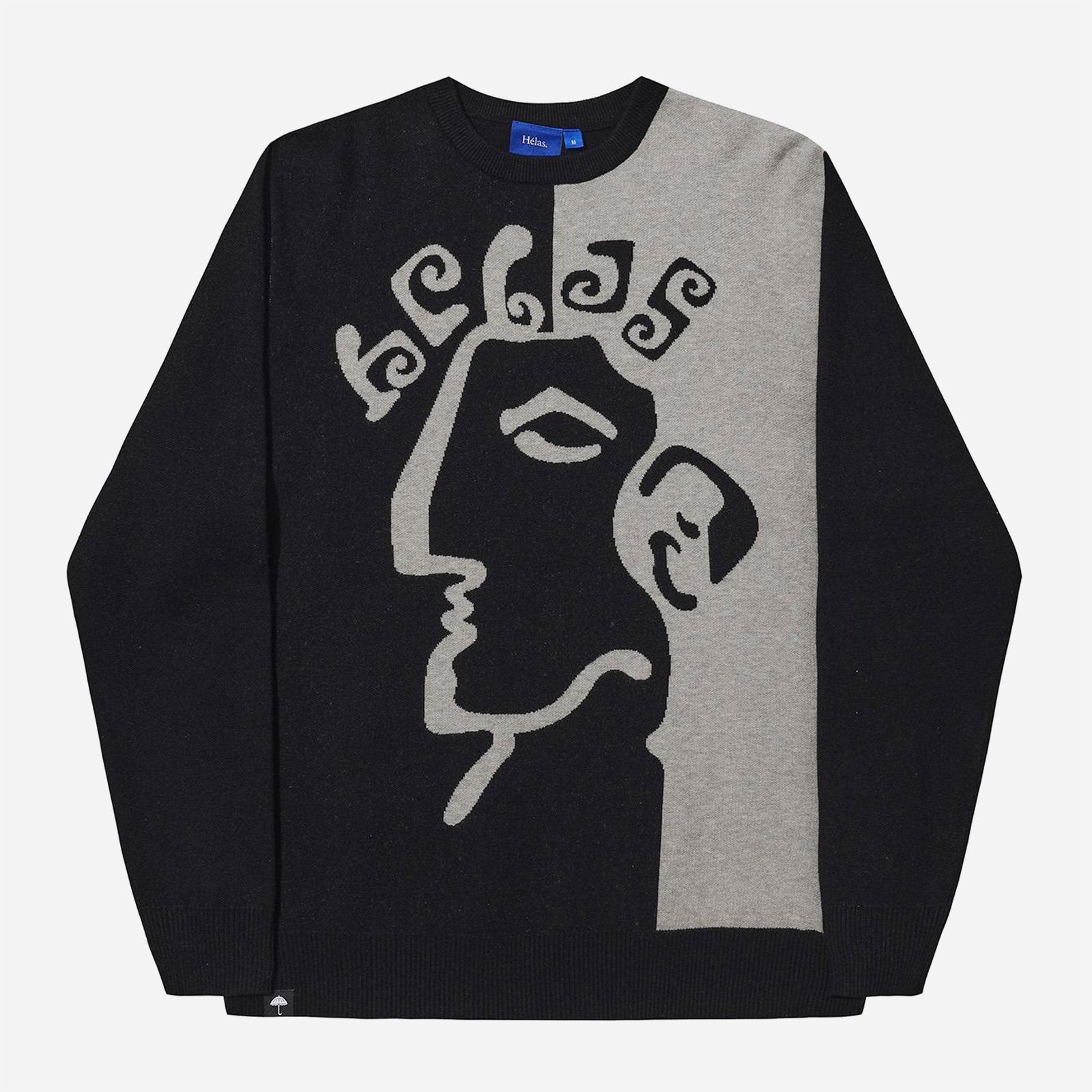 Hélas - Dieu Grec Crewneck Knit - Black Grey