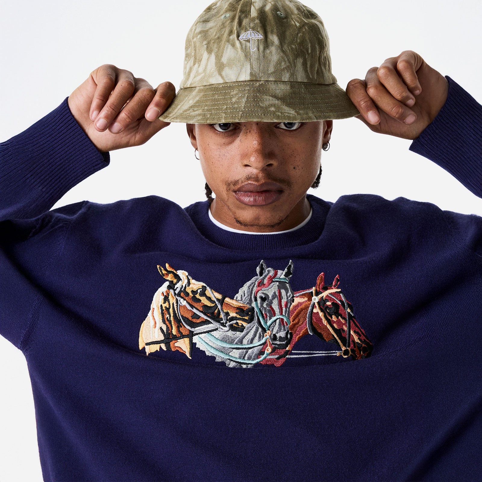 Hélas - Horses Crewneck Knit - Navy