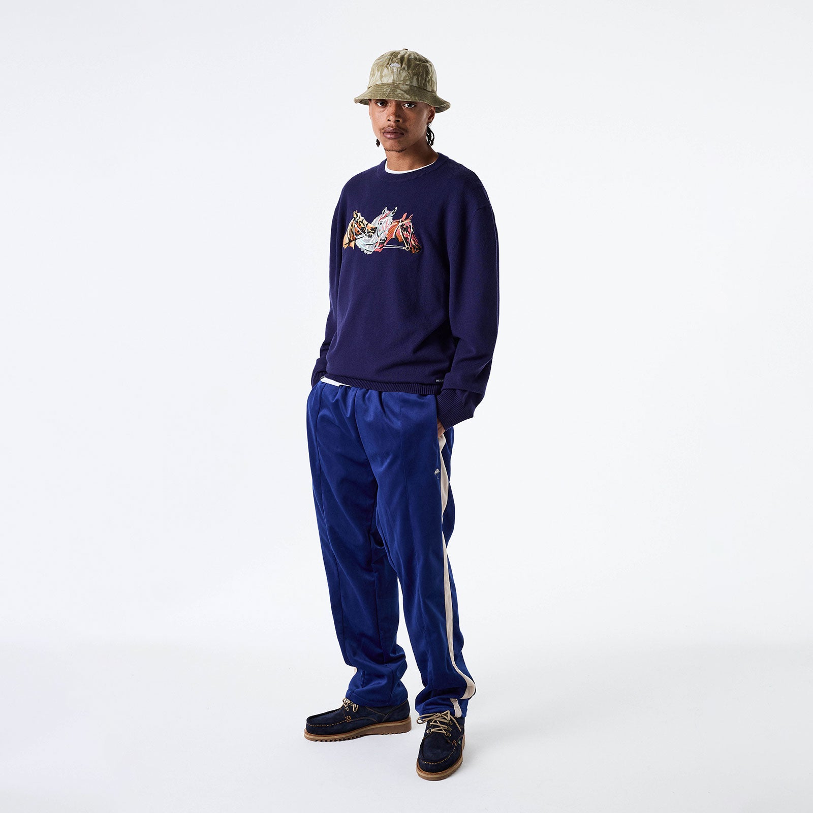 Hélas - Horses Crewneck Knit - Navy