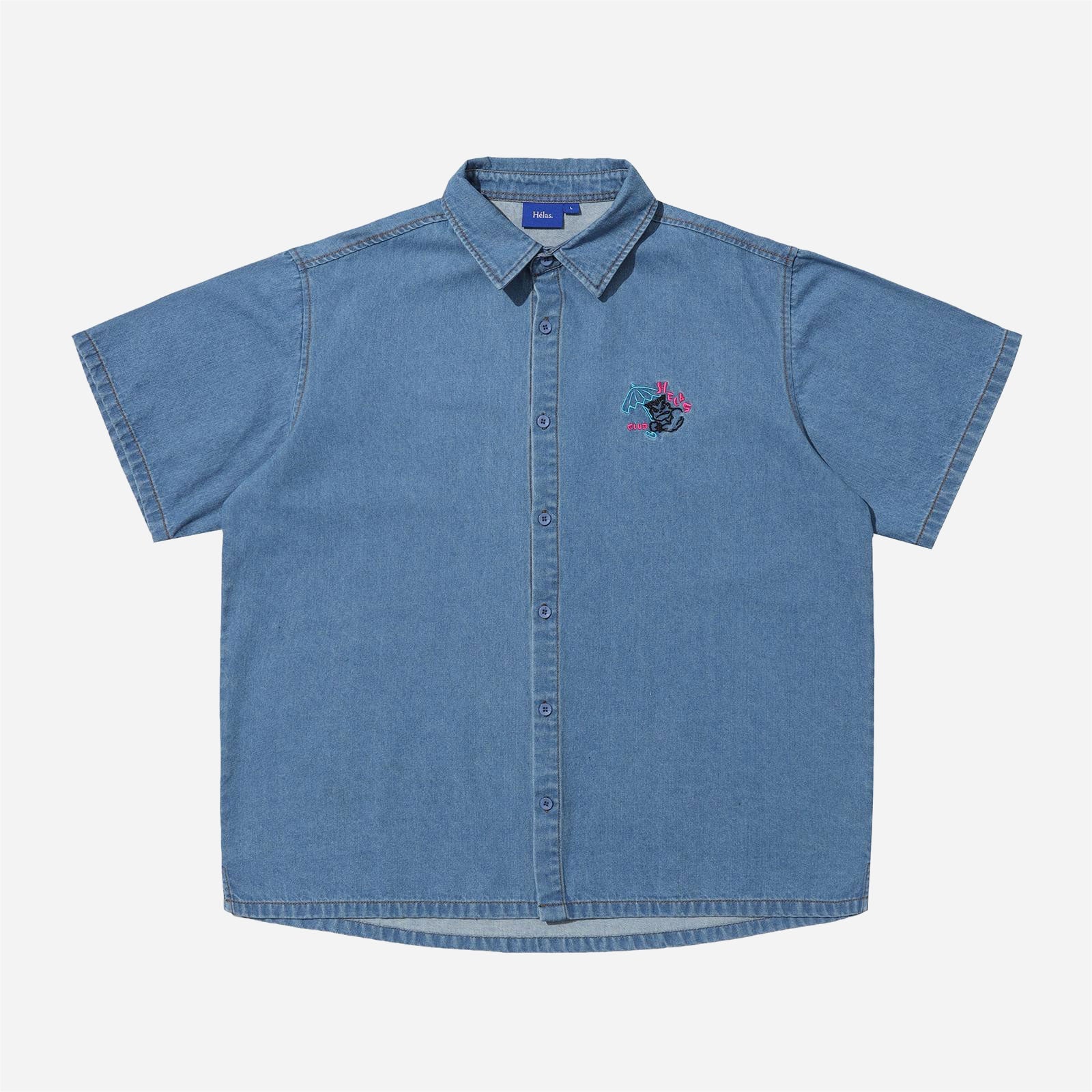 Hélas- Bad Washed Denim Shirt - Light Blue
