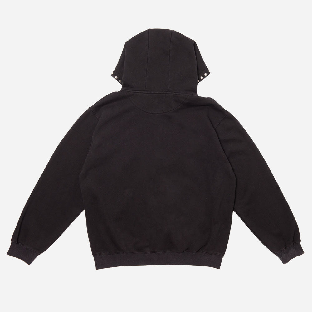 HODDLE - STUDDED INTARSIA SCRIPT ZIP UP HOODIE - Black