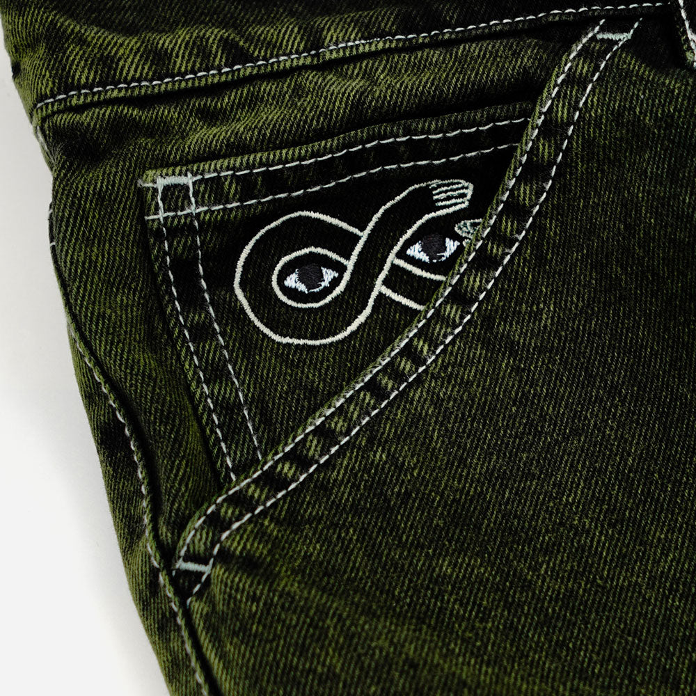 MAGENTA - DENIM LONG SHORT - Dyed Green Denim