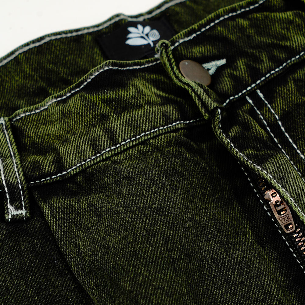 MAGENTA - DENIM LONG SHORT - Dyed Green Denim