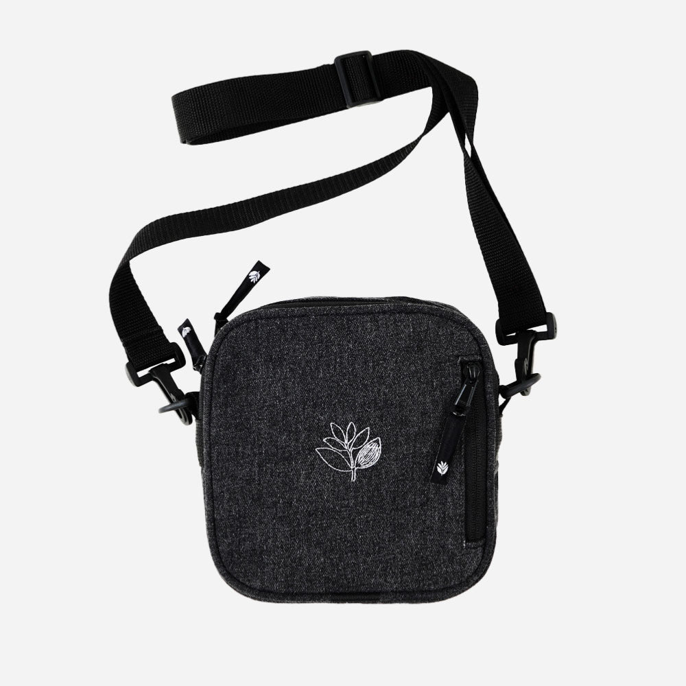 Magenta - Square Pouch Bag - Black Denim