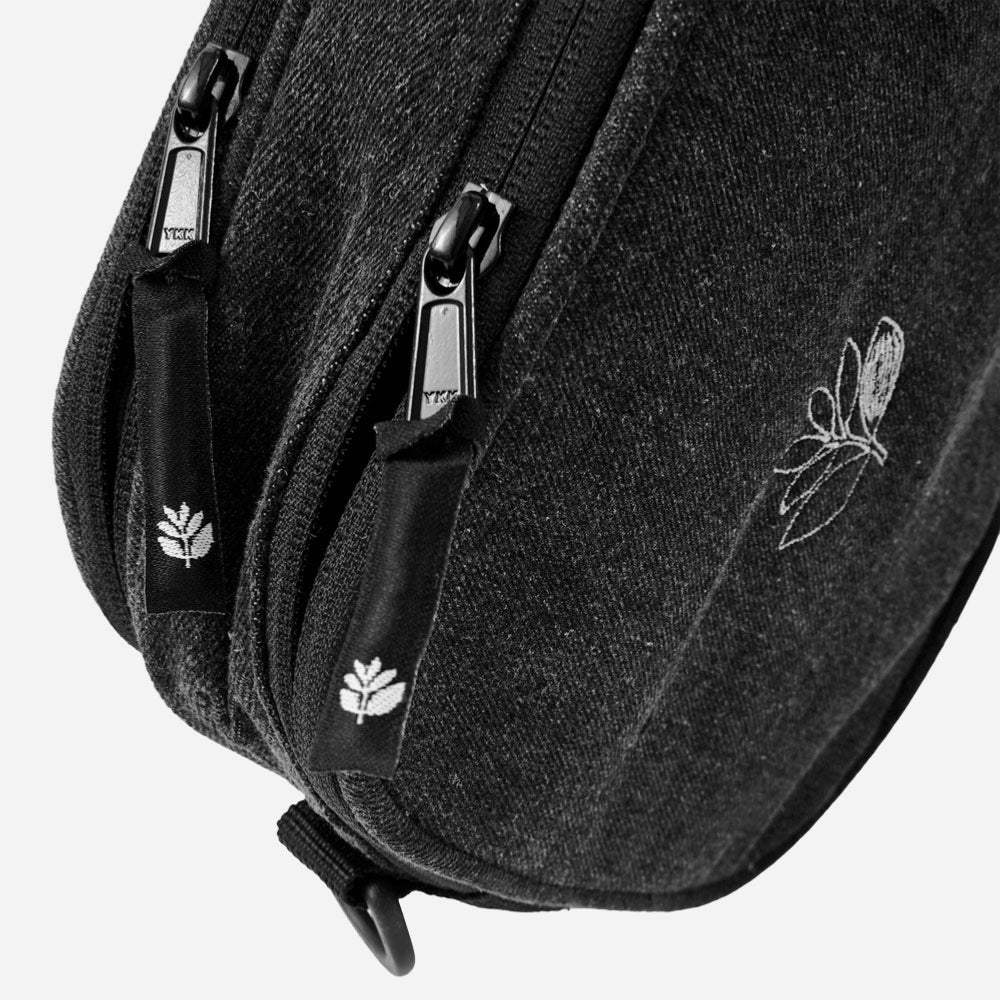 Magenta - Square Pouch Bag - Black Denim