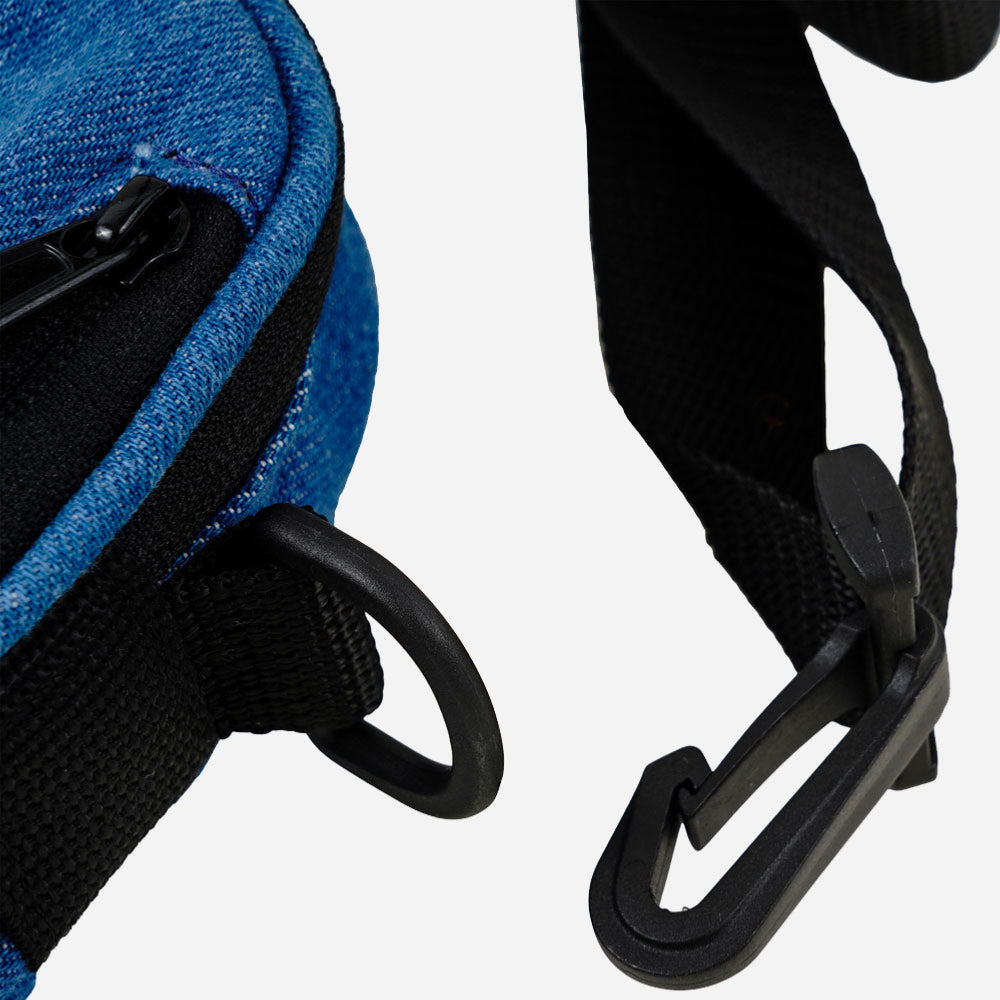 Magenta - Square Pouch Bag - Blue Denim
