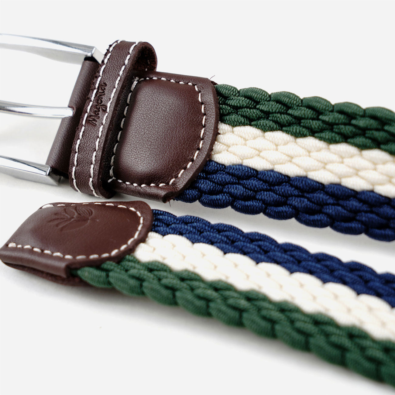 Magenta - Tri Braided Belt - Blue / Natural / Green