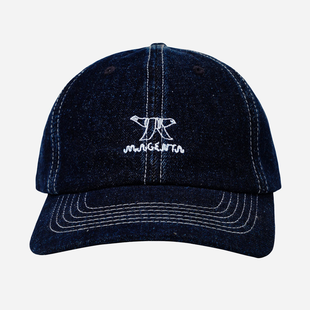 Magenta - Bird Denim Dad Hat - Blue