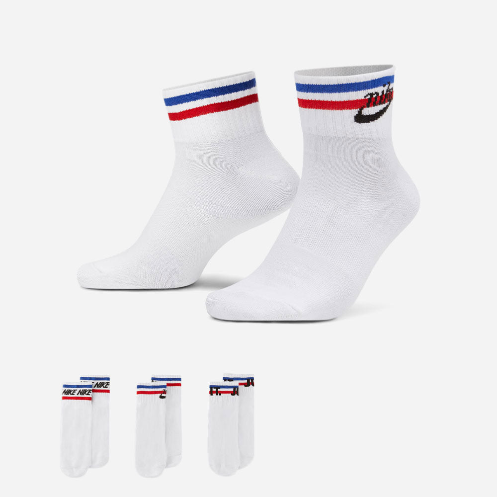 Nike - Everyday Essential 3 Pack Ankle Socks - White / Black / Royal