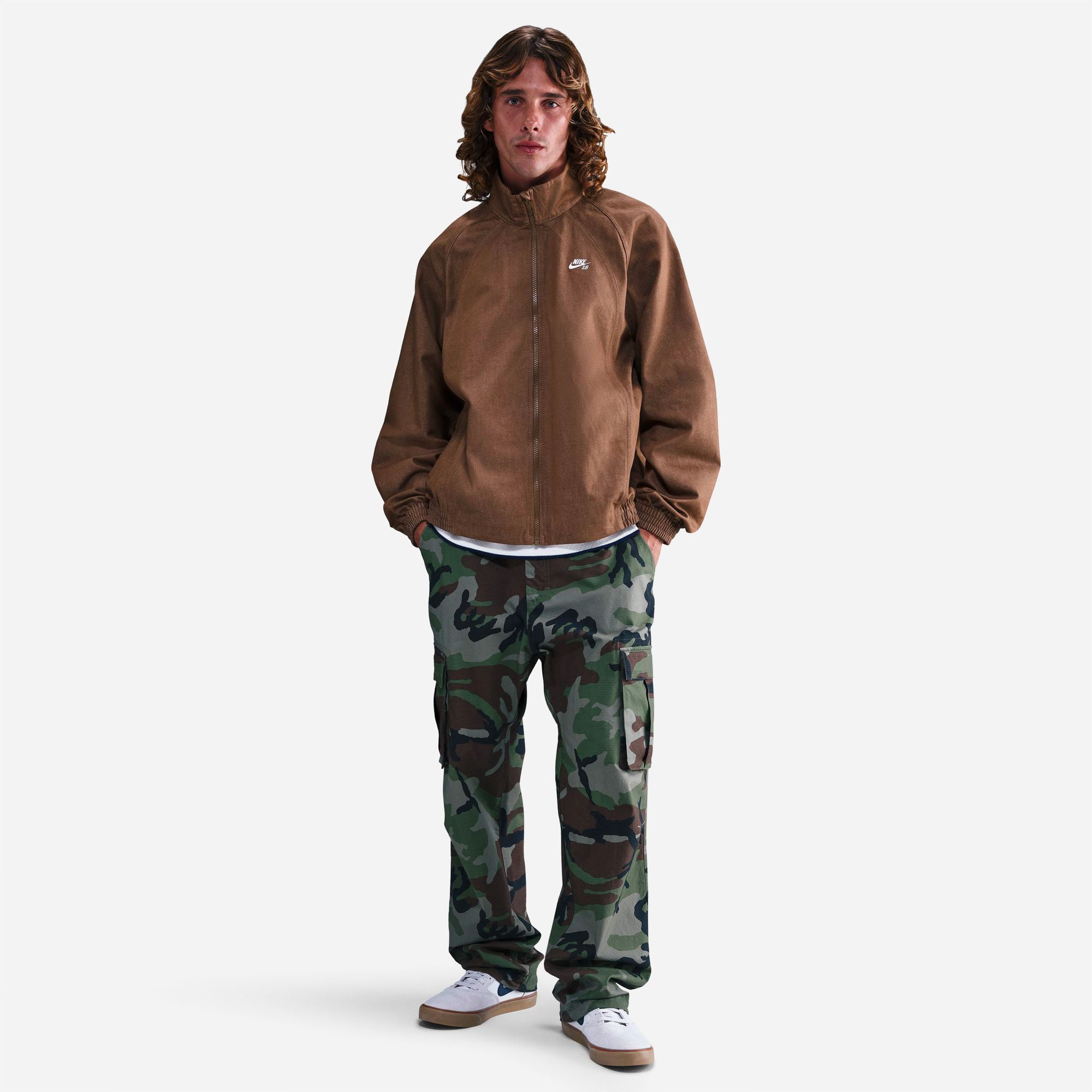 Nike SB - Denim Full-Zip Track Jacket - Mosswood Brown White