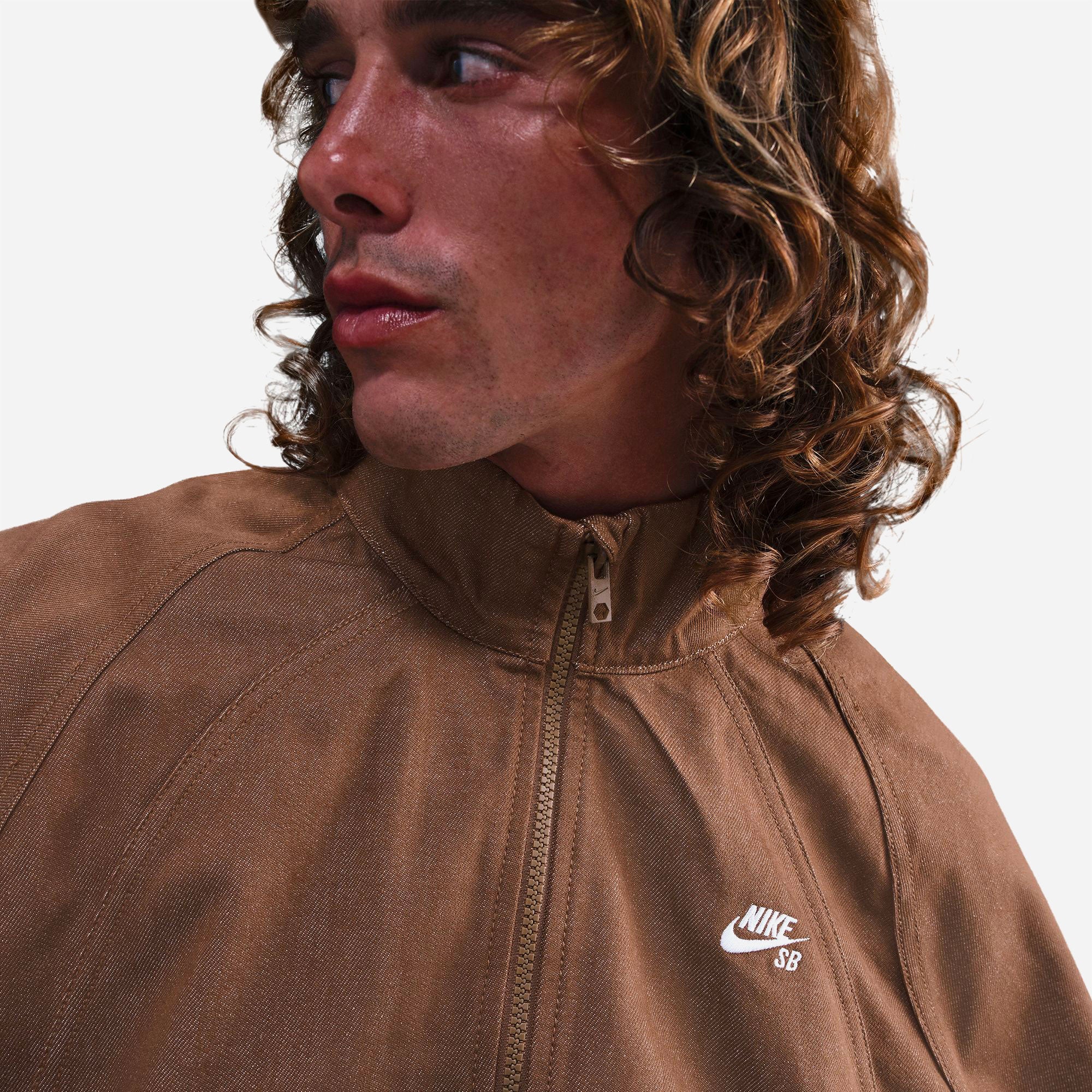 Nike SB - Denim Full-Zip Track Jacket - Mosswood Brown White