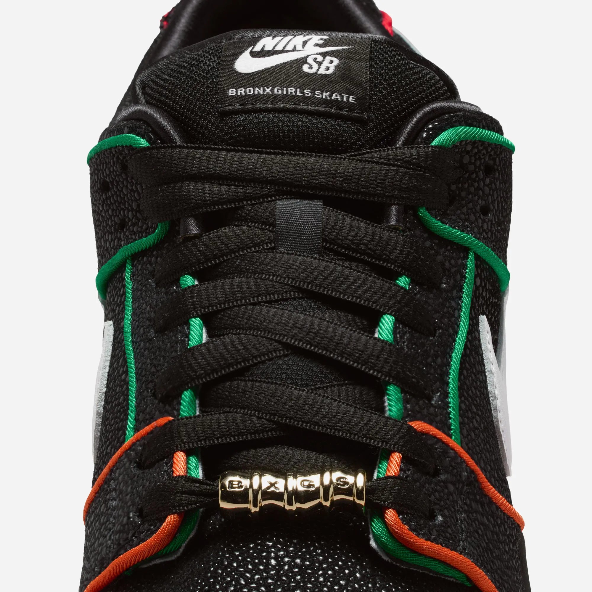 Nike SB Dunk Low Pro "Bronx Girls Skate" QS - Black / White - Challenge Red - Total Orange