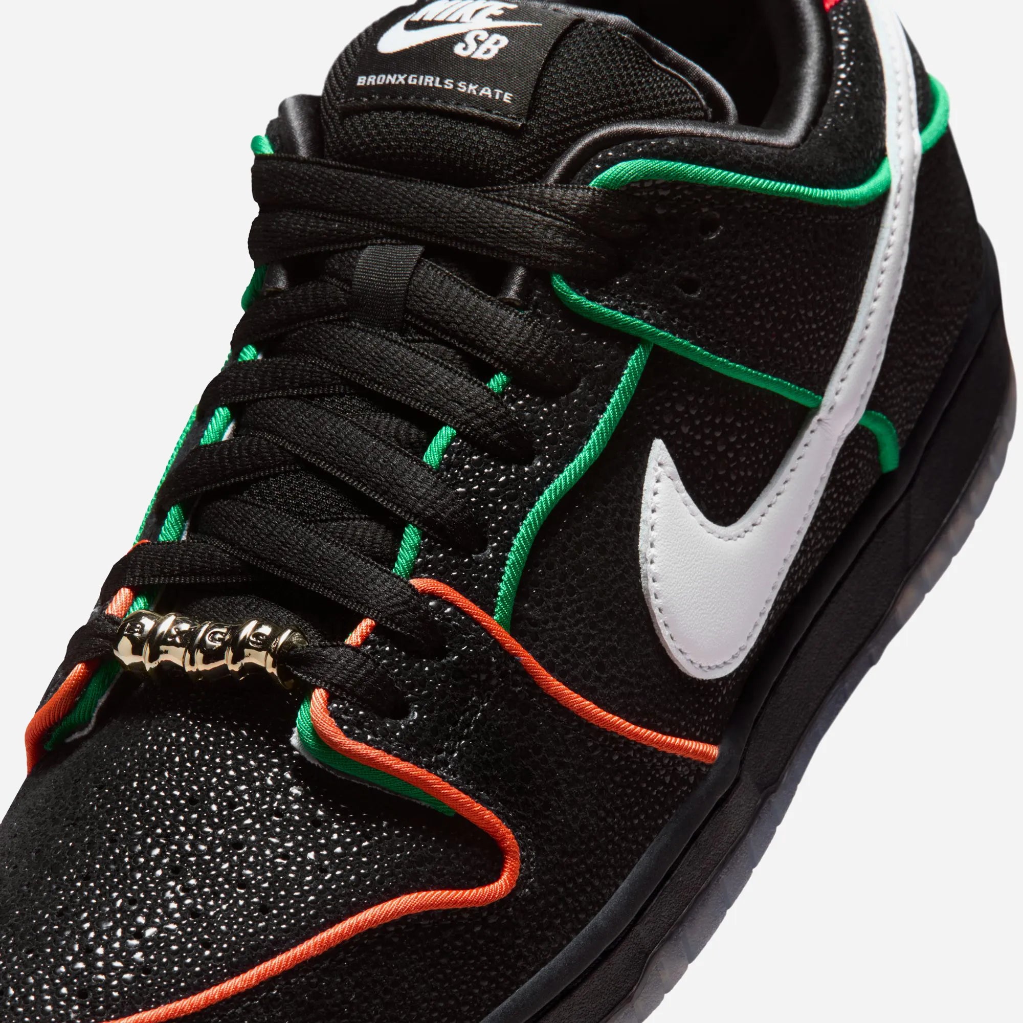 Nike SB Dunk Low Pro "Bronx Girls Skate" QS - Black / White - Challenge Red - Total Orange