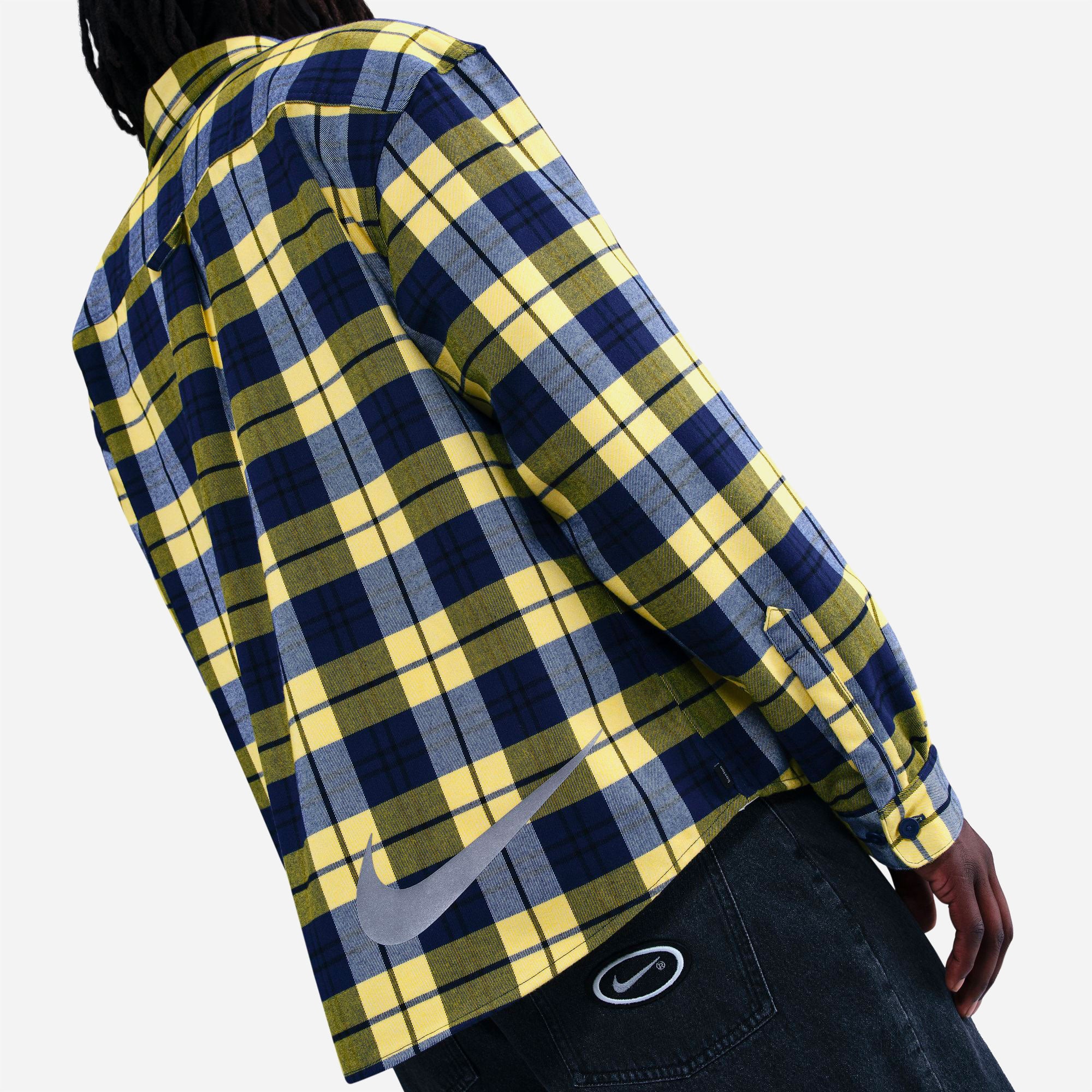 Nike SB - Flannel Long Sleeve Button Up Koston - Midnight Navy / Speed Yellow