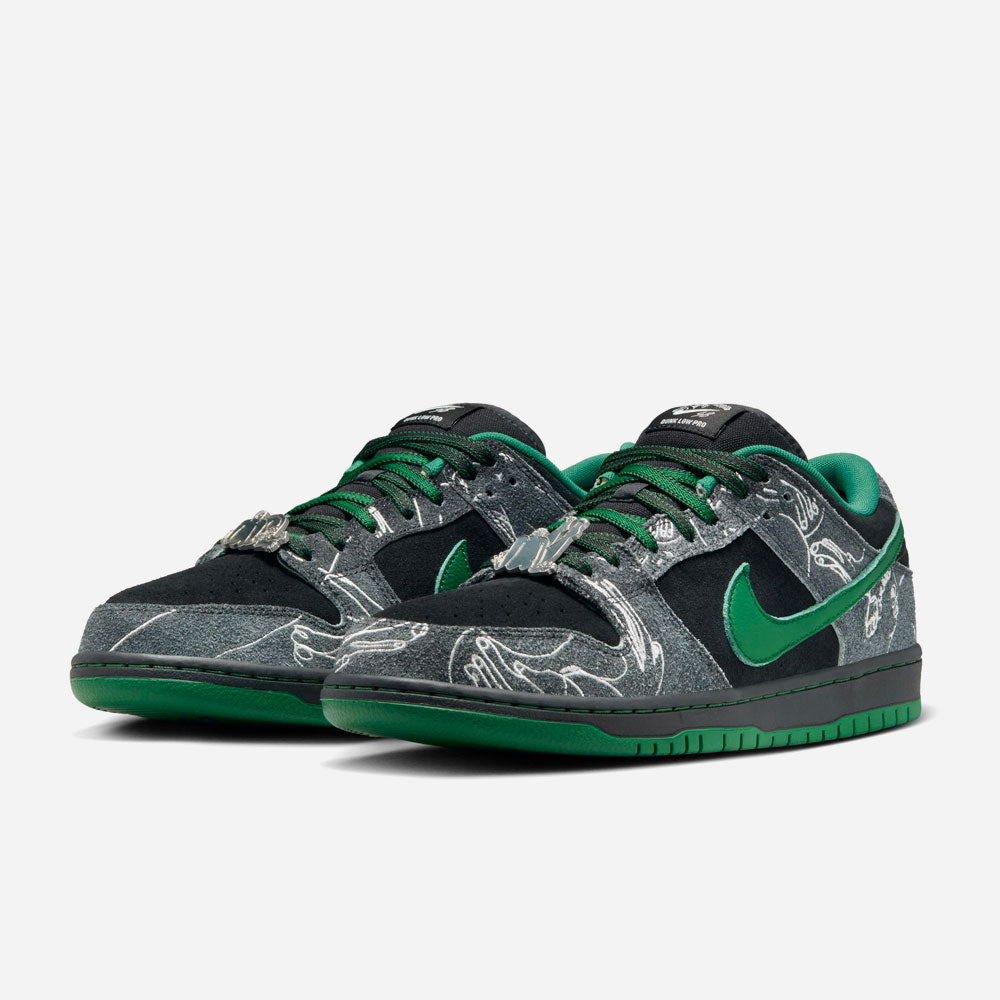 NIKE SB - DUNK LOW PRO x THERE SKATEBOARDS - Black Gorge Green White