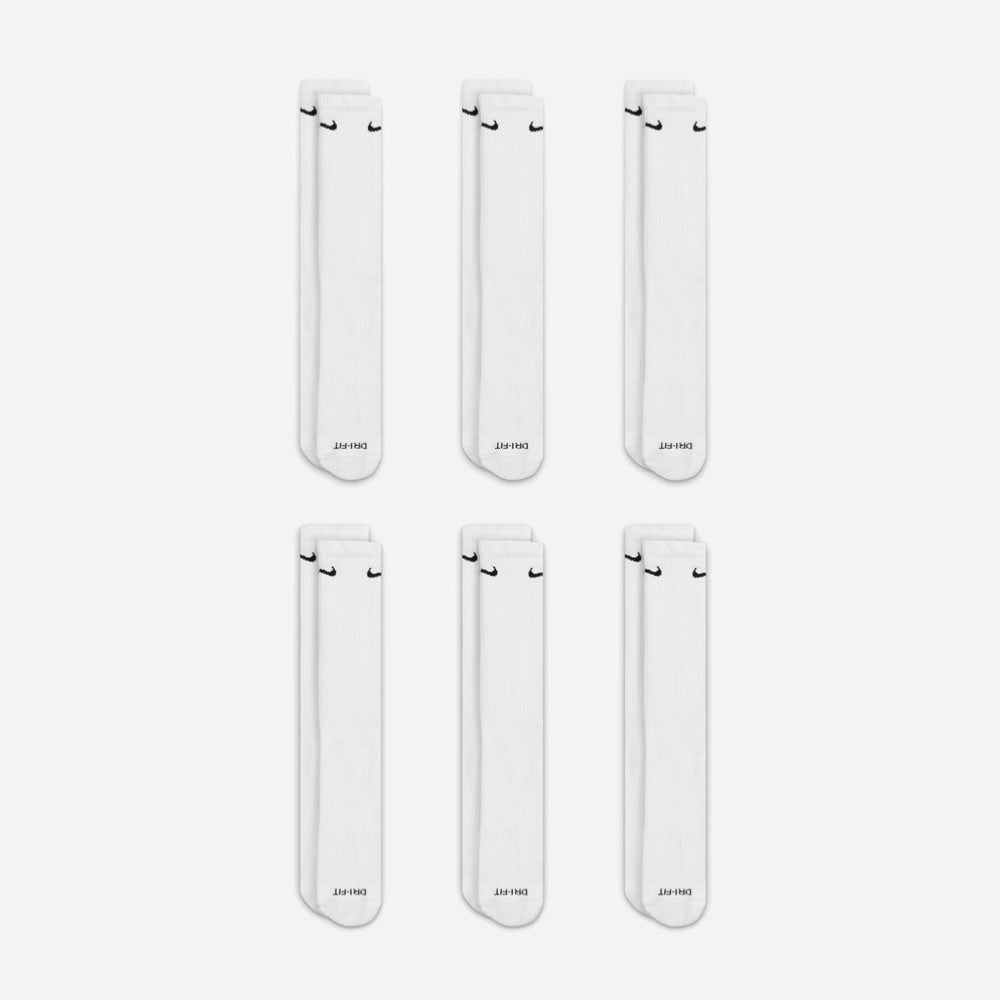 NIKE - EVERYDAY PLUS CUSHIONED 6 PACK SOCKS - White Black