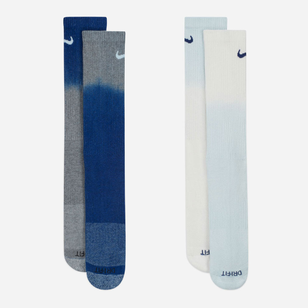 Nike - Everyday Plus Cush 2 Pack Crew Socks - Gray - Blue