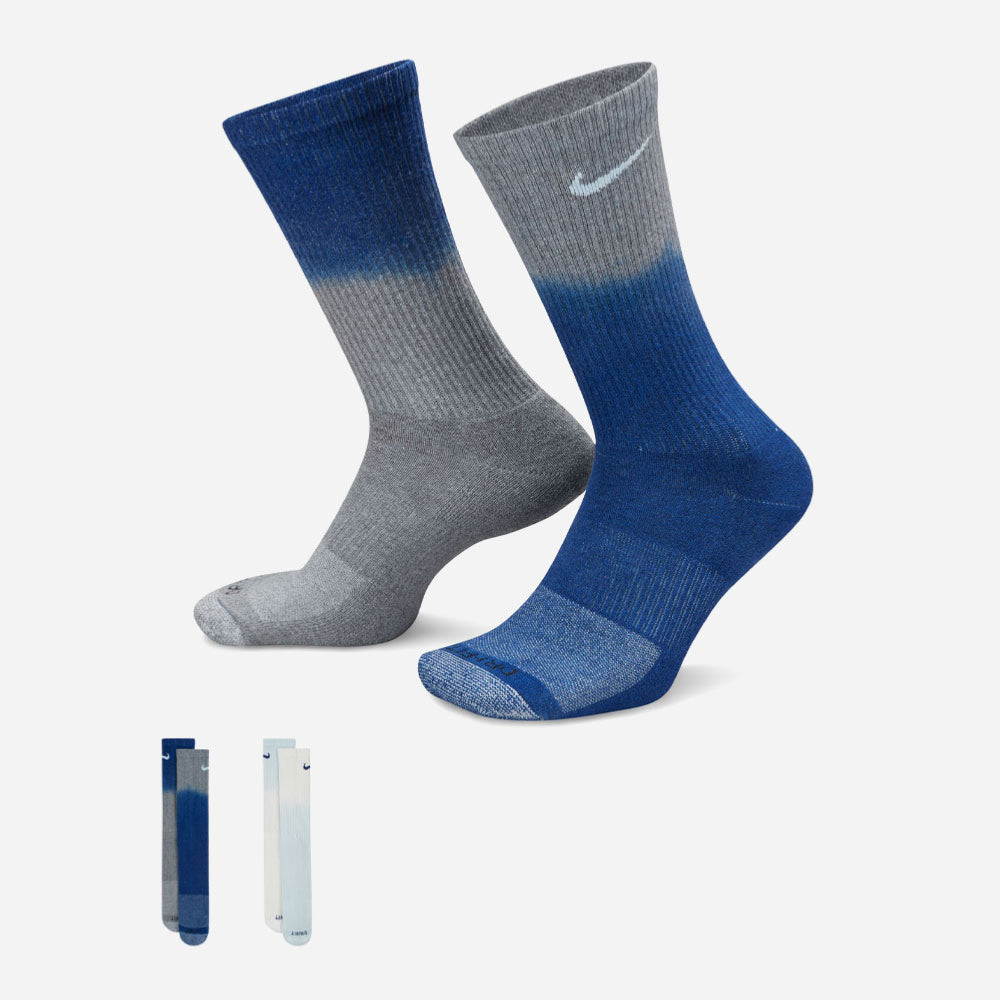 Nike - Everyday Plus Cush 2 Pack Crew Socks - Gray - Blue