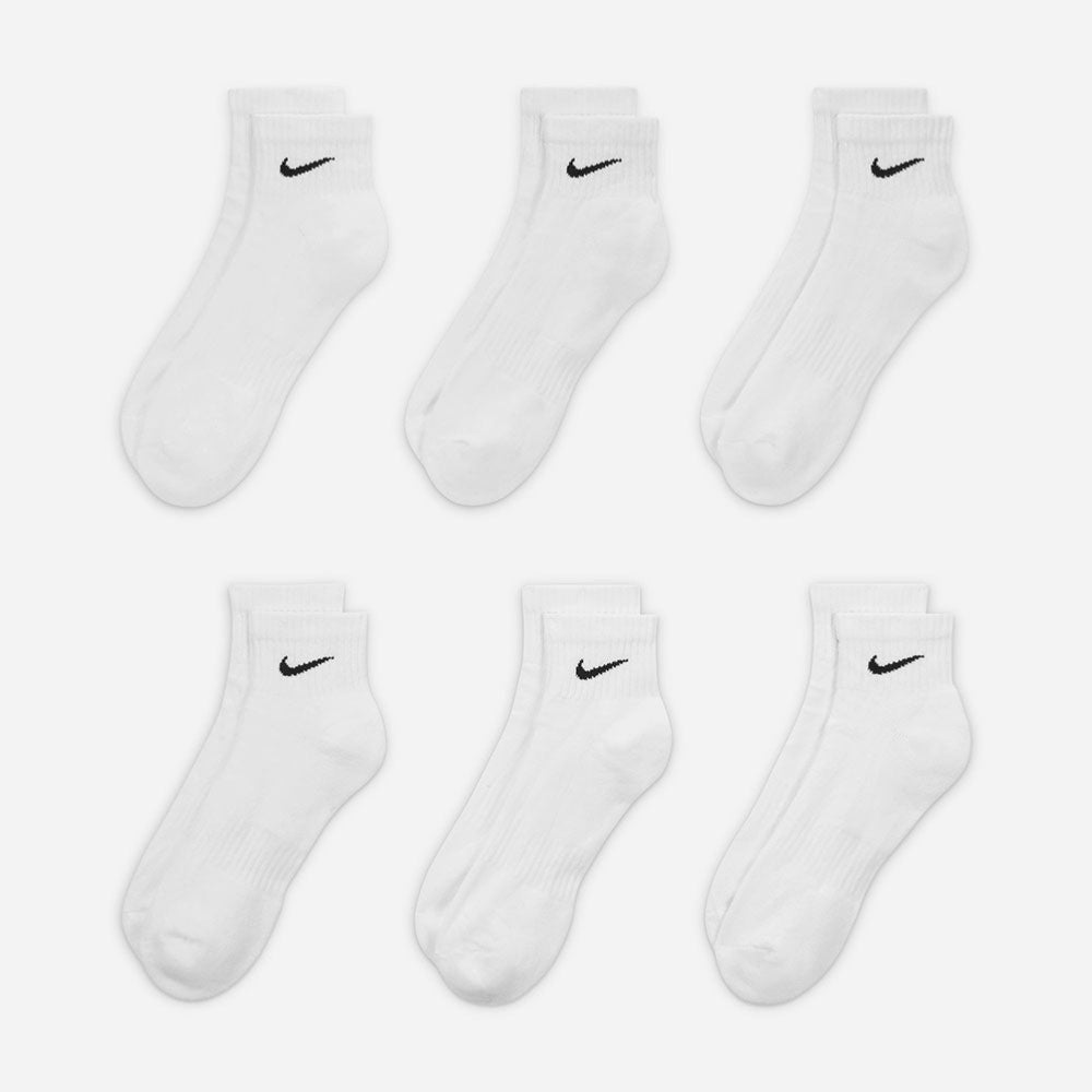 NIKE - EVERYDAY CUSHIONED ANKLE 6 PACK SOCKS - WHITE
