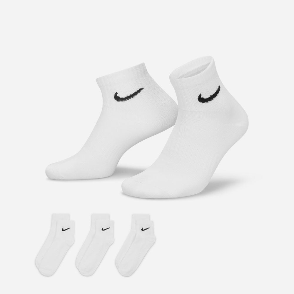 NIKE - EVERYDAY LIGHTWEIGHT ANKLE 3 PACK SOCKS - White - Black