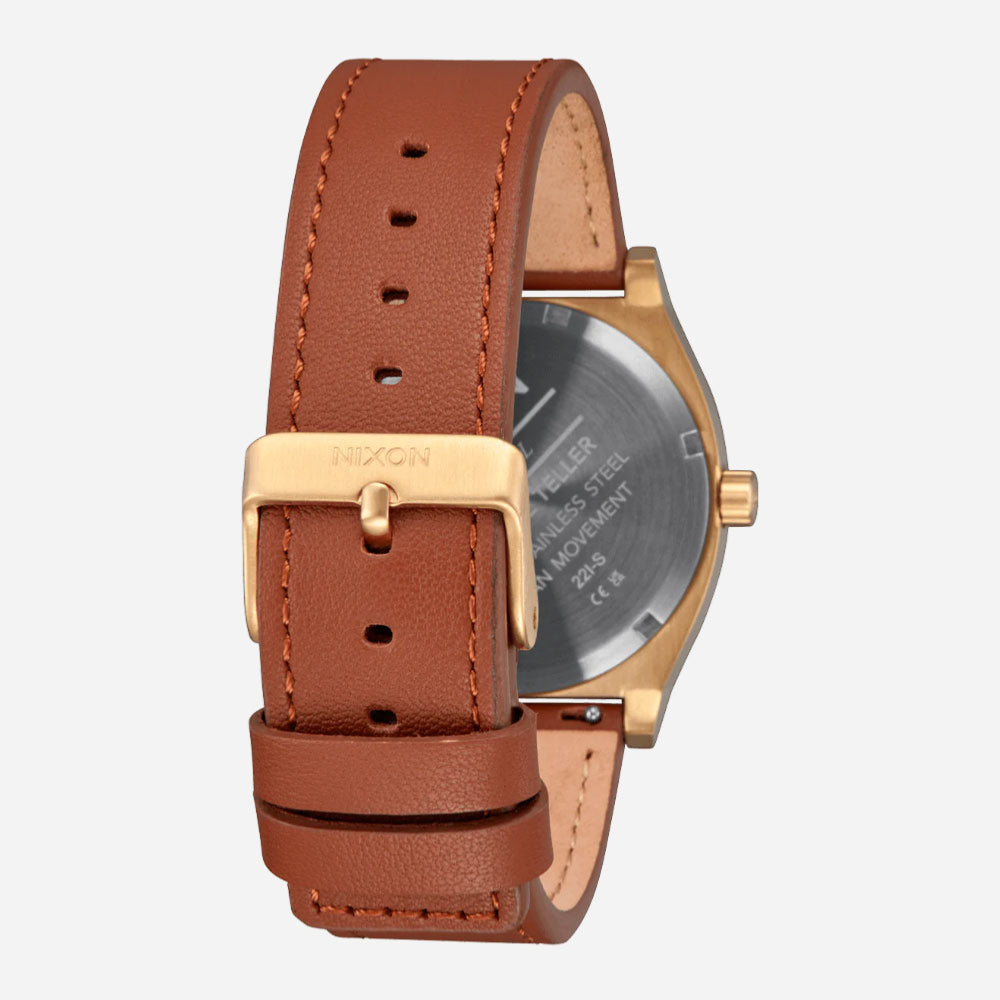 NIXON - TIME TELLER LEATHER - Light Gold White Sunray