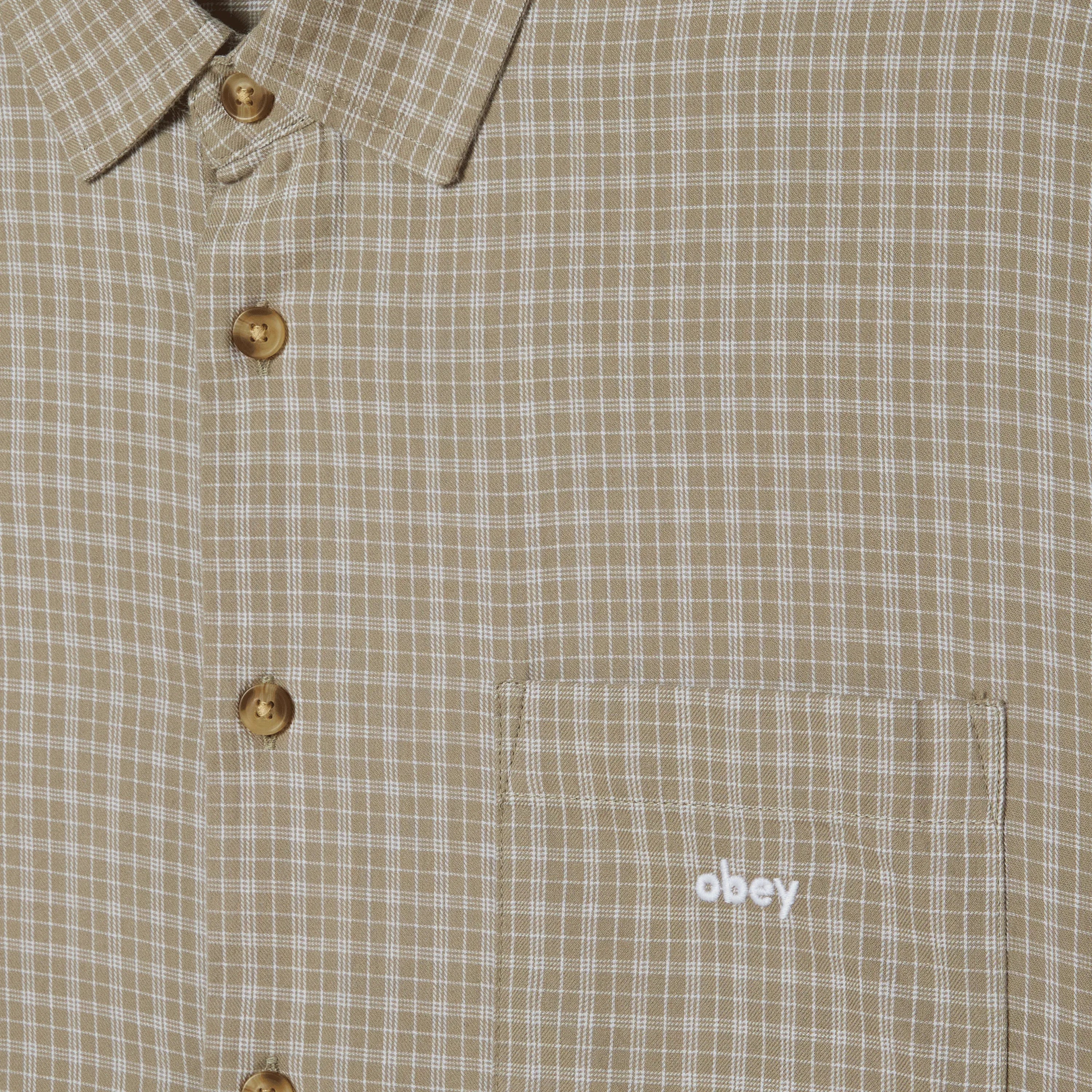 Chemise Obey Bigwig Ian Woven Vert Sauge