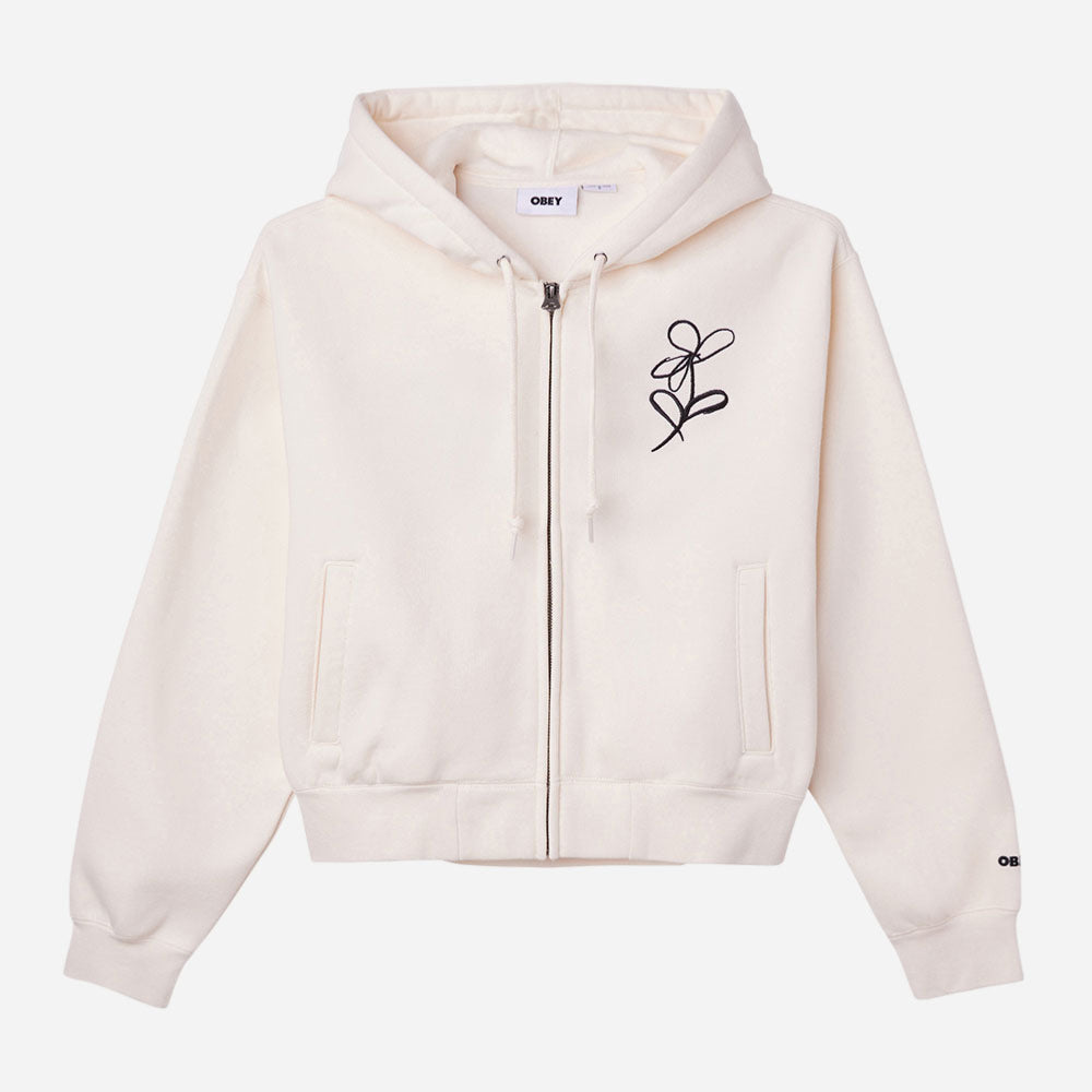 OBEY - CHALK WRITING ZIP HOOD - Unbleached