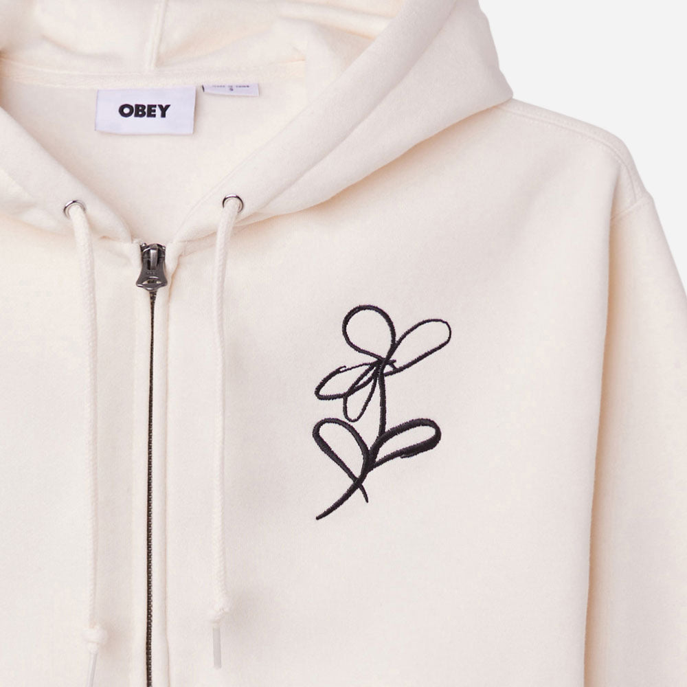 OBEY - CHALK WRITING ZIP HOOD - Unbleached