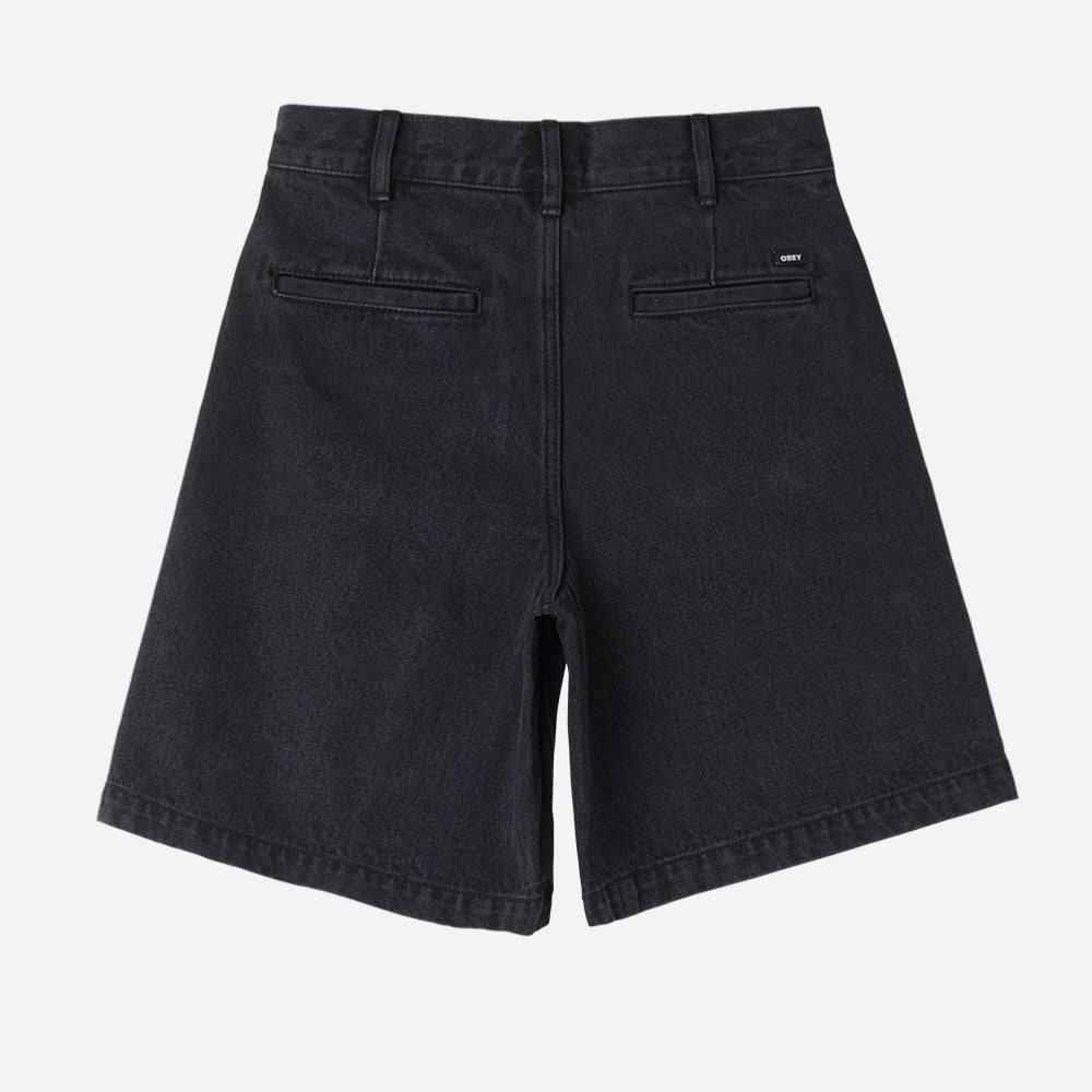 OBEY - ELI PLEATED SHORT - Faded black