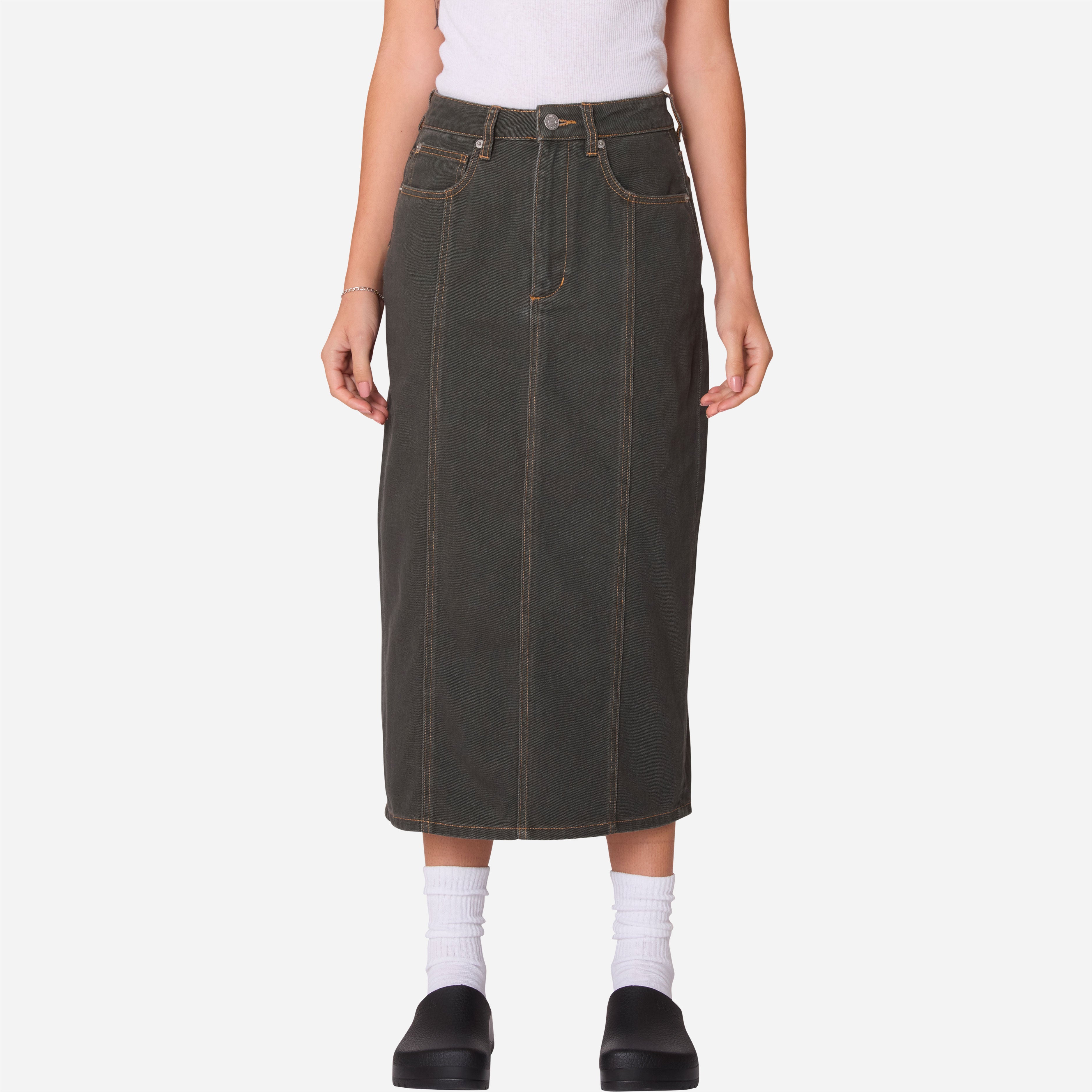 Obey W - Faye Panel Skirt - Grey Faded Wash