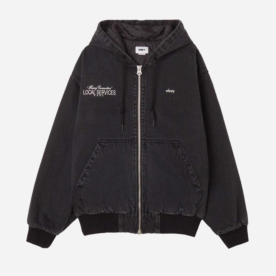 OBEY - LOCAL SERVICE ZIP UP HOOD JACKET - Faded Black