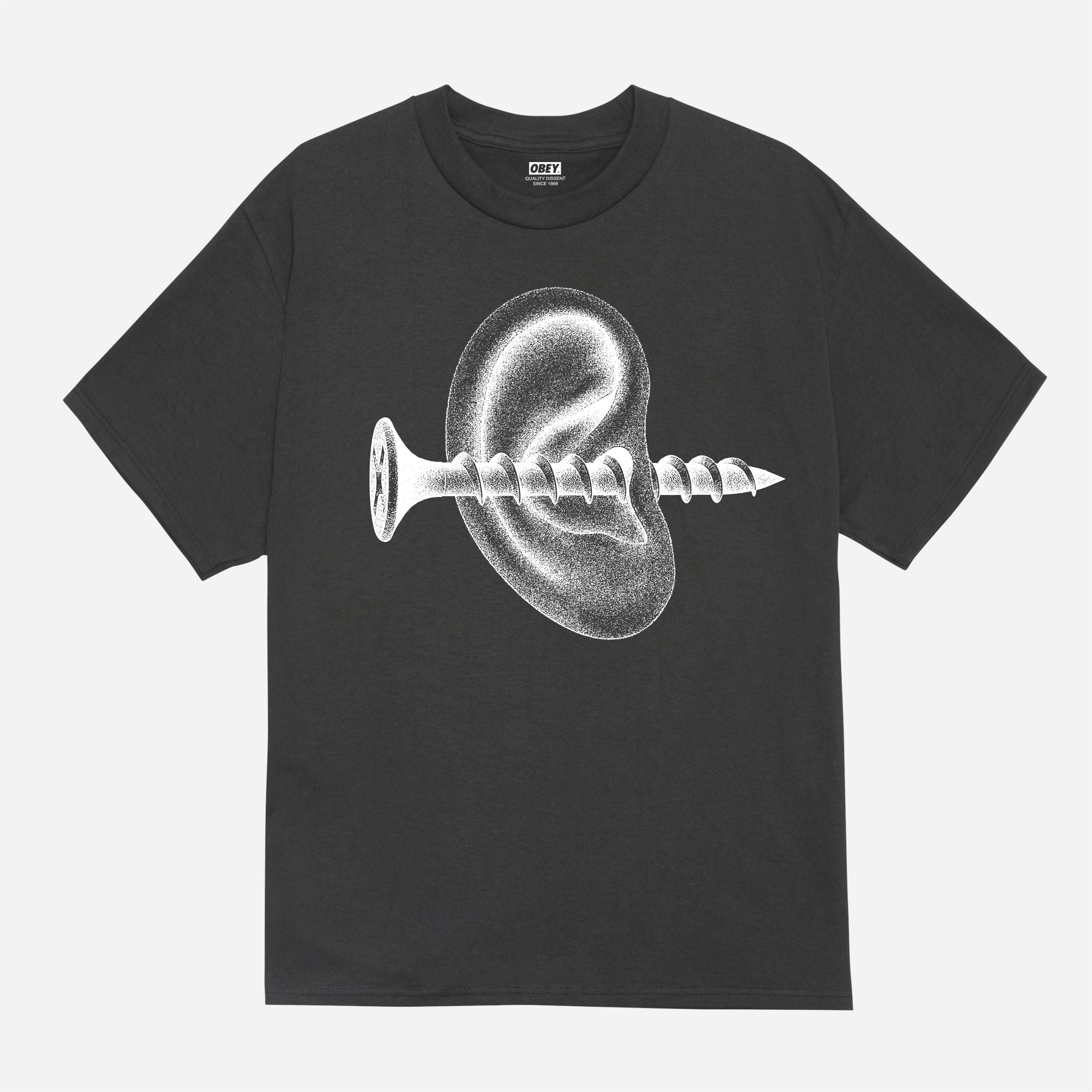 Obey – Records Ear Tee – Vintage Black
