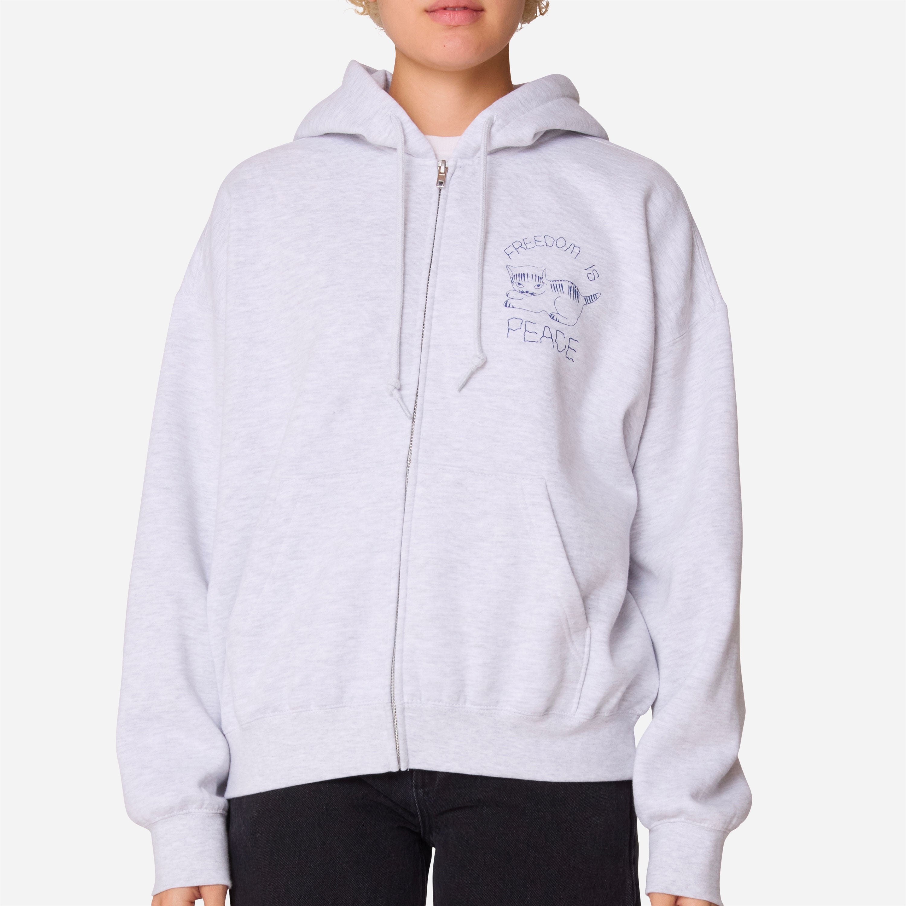 Obey - Peace Baggy Relaxed Zip Hood - Ash Grey