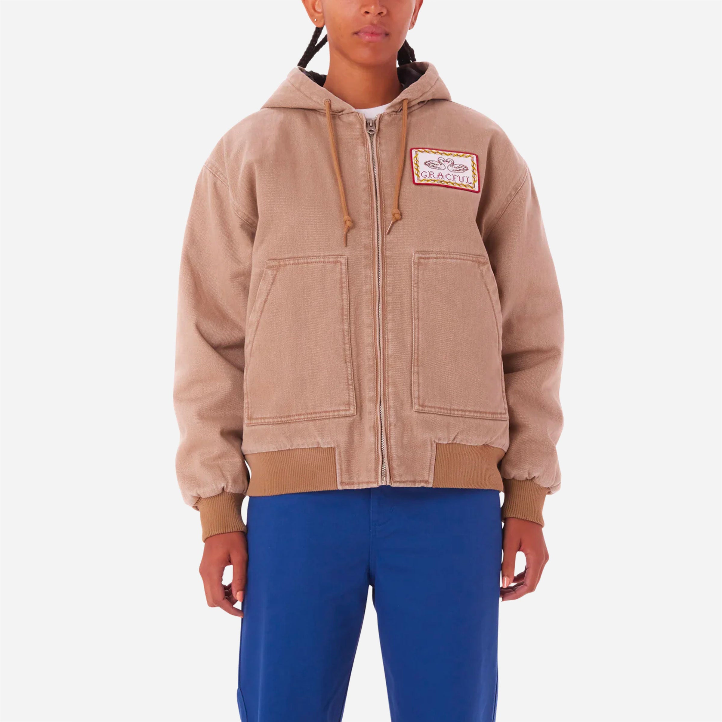 OBEY - SWANS HOODED WORK JACKET - Kelp