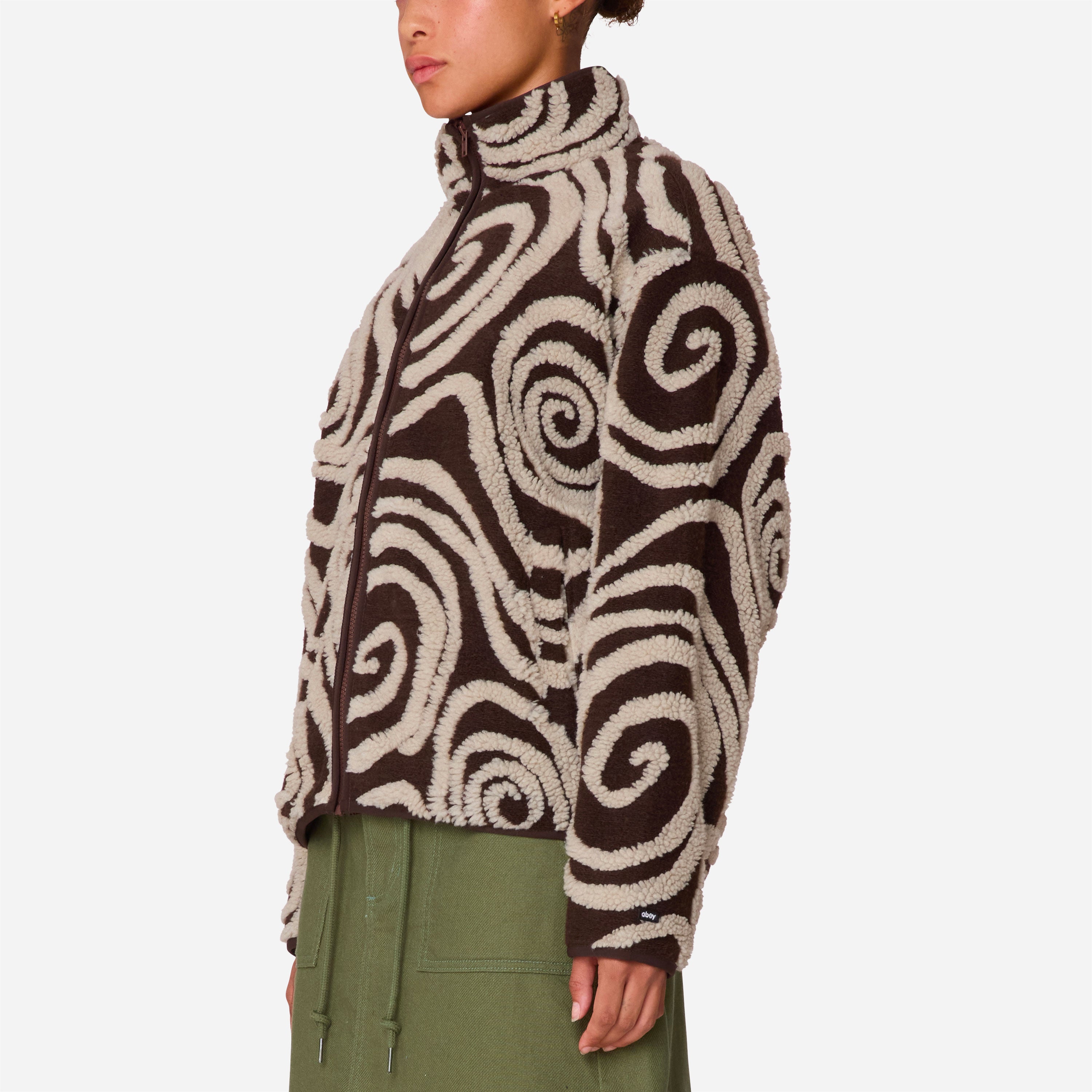 Obey - Swirls Jacquard Zip Jacket - Brown Multi.