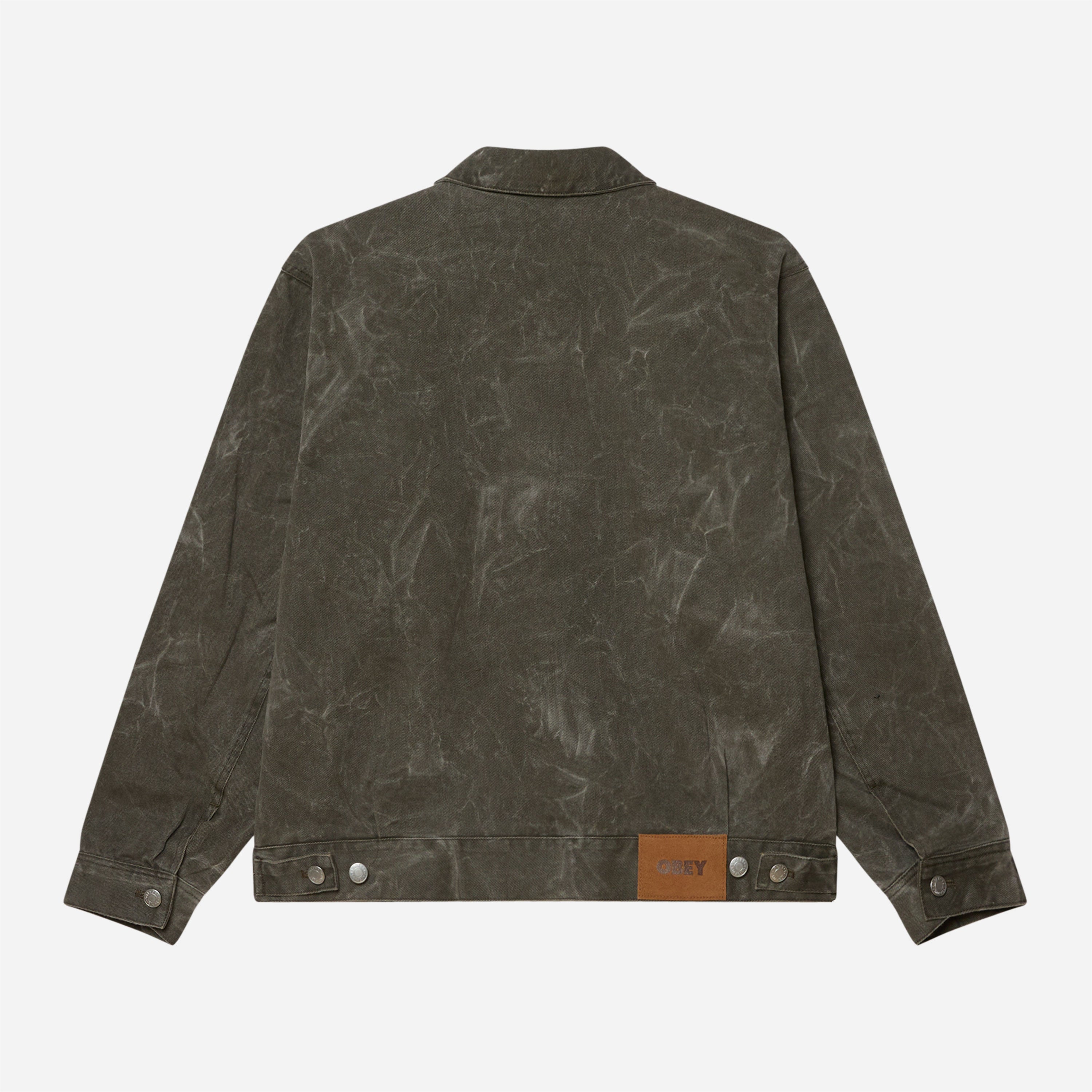 Obey - Workman Zip Jacket - Black Olive Wrinkle Wash