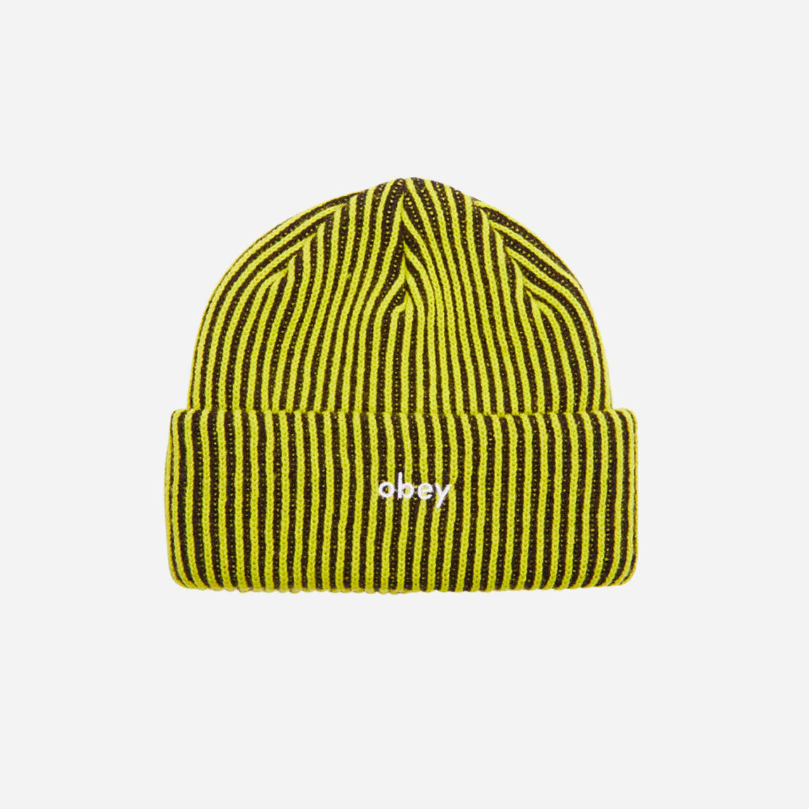 Obey- Bowery II Tone Rib Beanie - Flourescent Green Multi