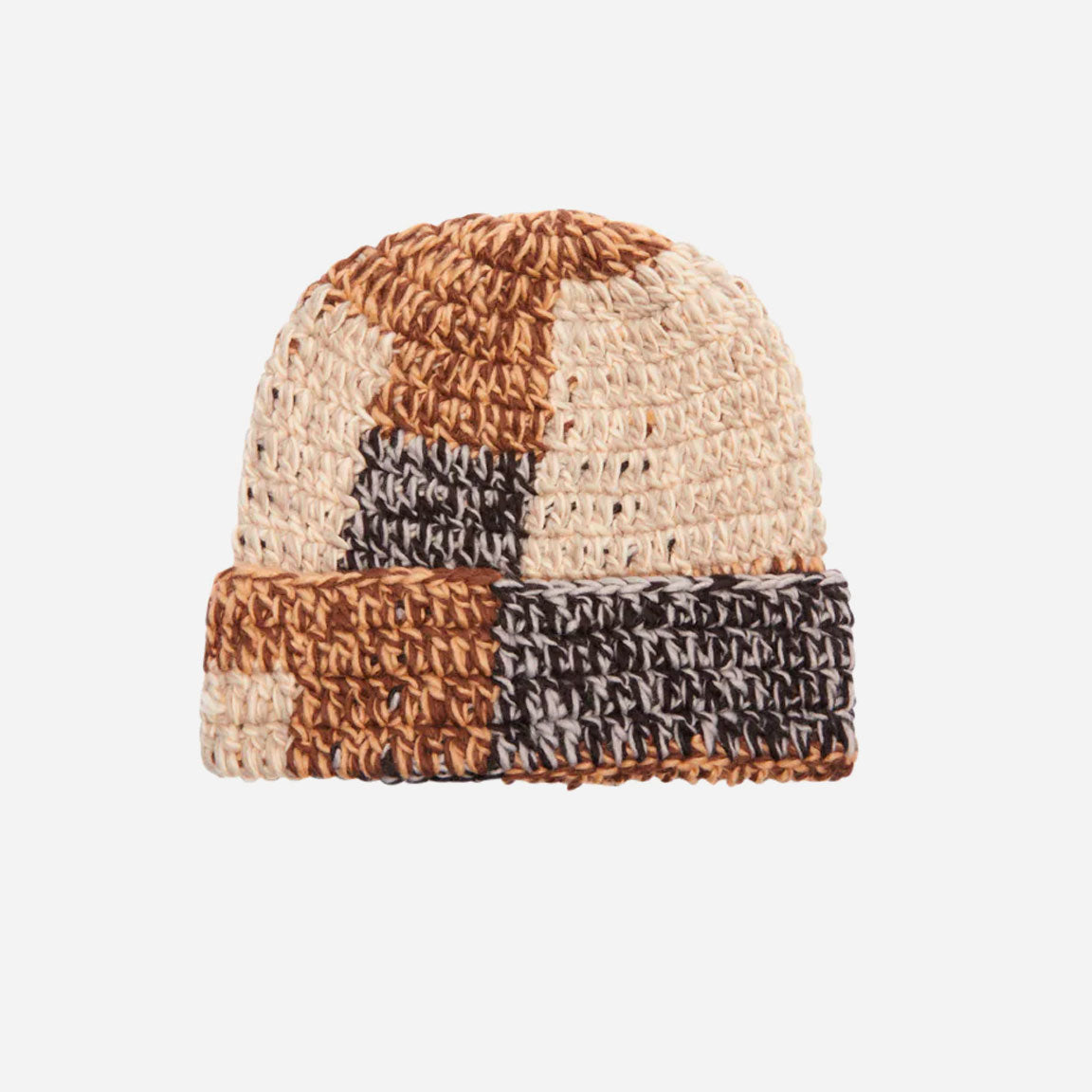 Obey- Patchwork Rib Beanie - Brown Multi